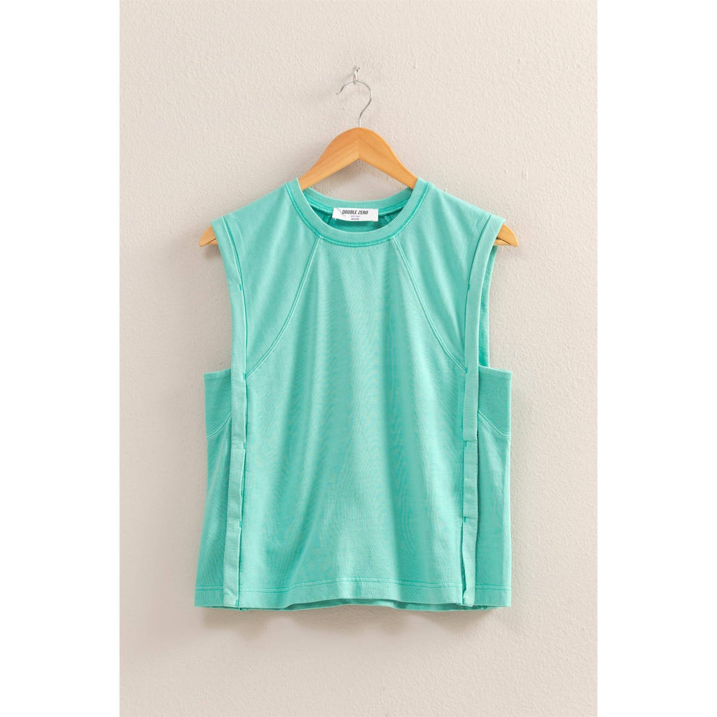 Round Neck Sleeveless Boxy Top