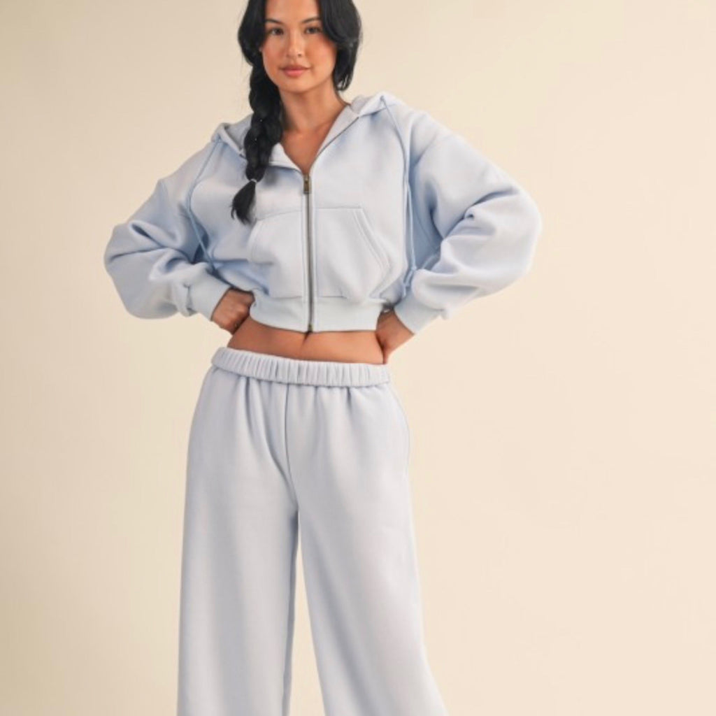 Soft Blue Zip Hoodie (set, top)