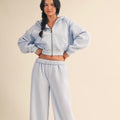 Soft Blue Zip Hoodie (set, top)
