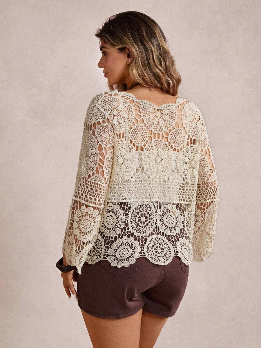 Boho Crochet Lace Cutout Top