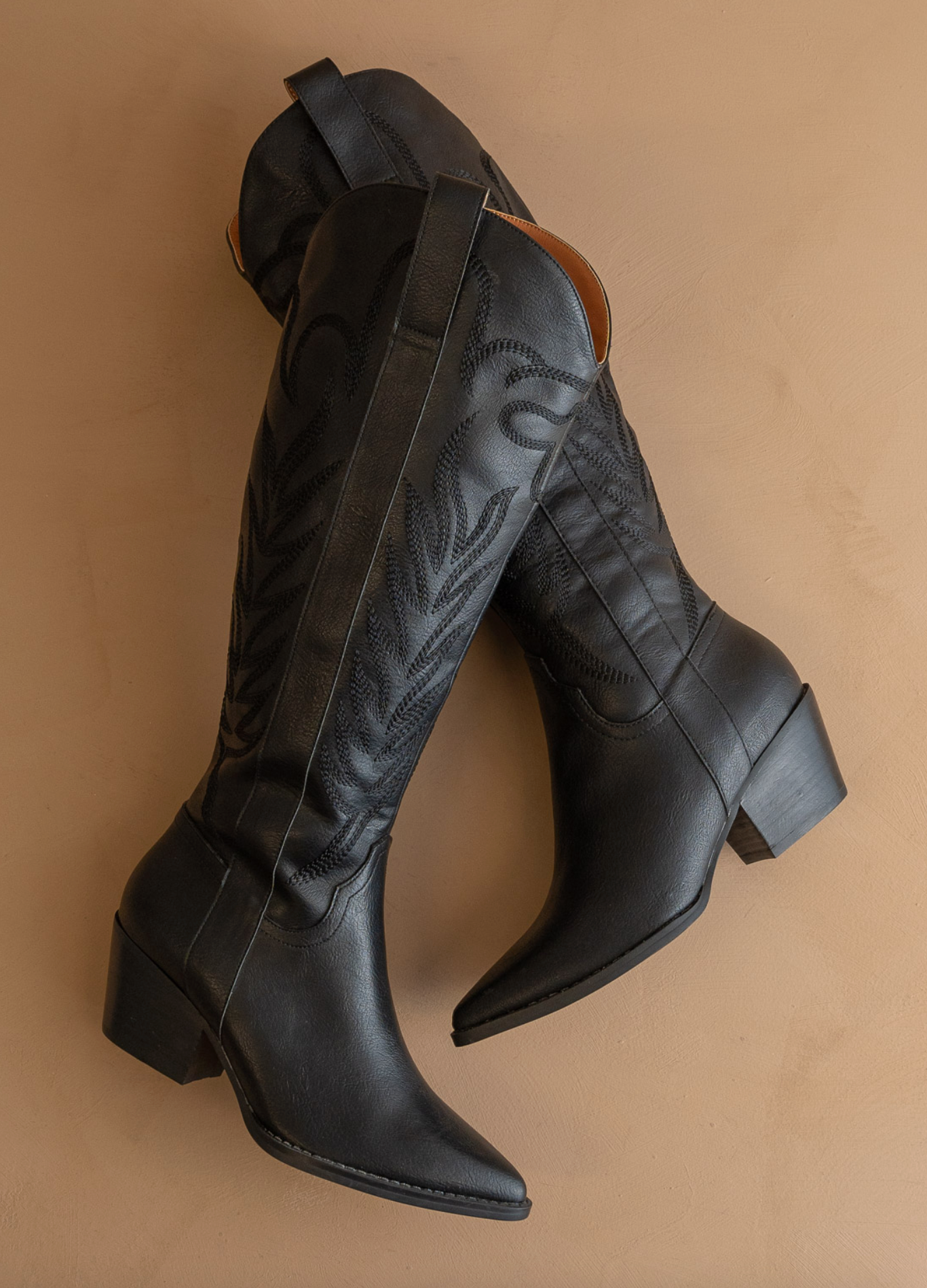 The Bronco || Black Embroidered Western Boot