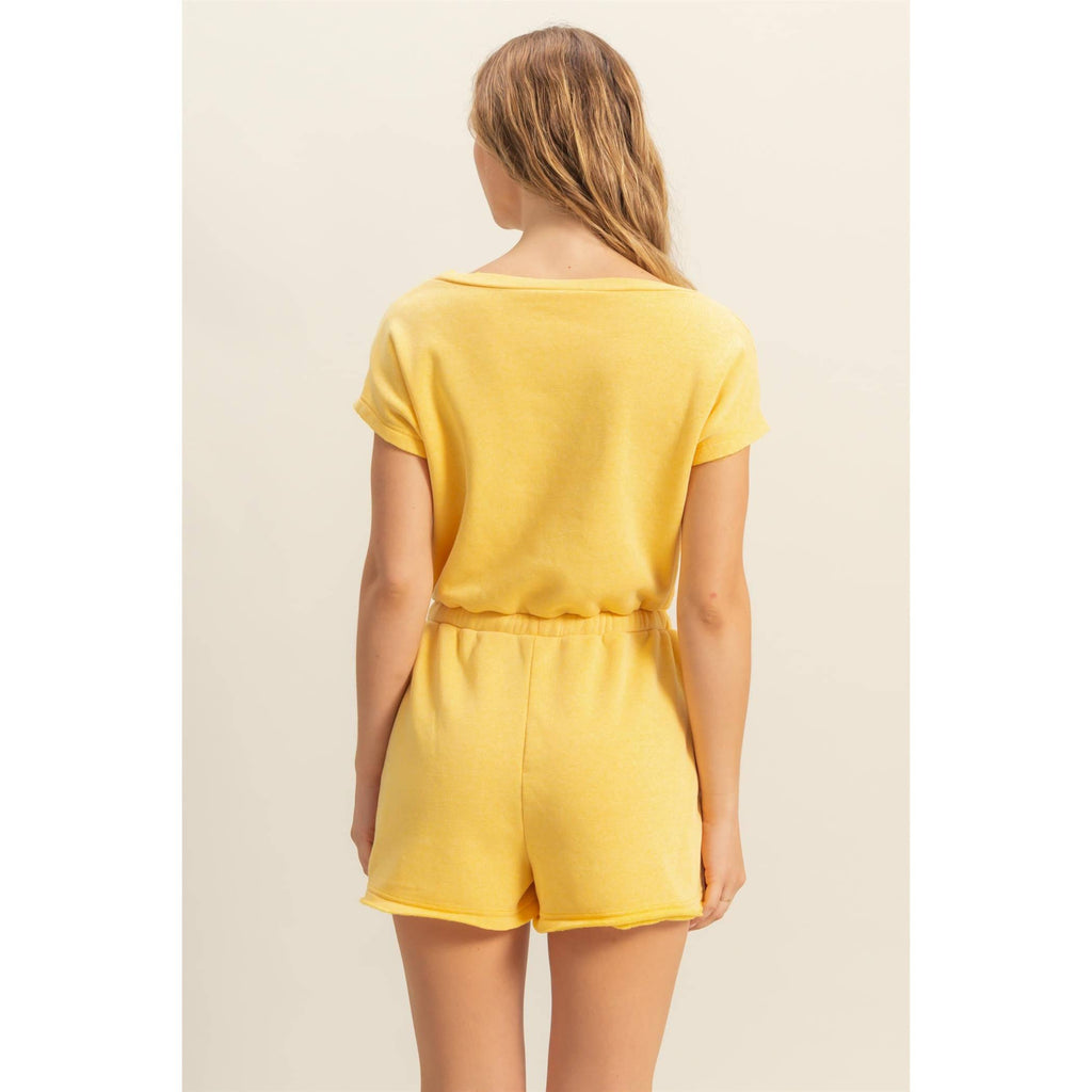 Cap Sleeve Drawstring Waist Romper