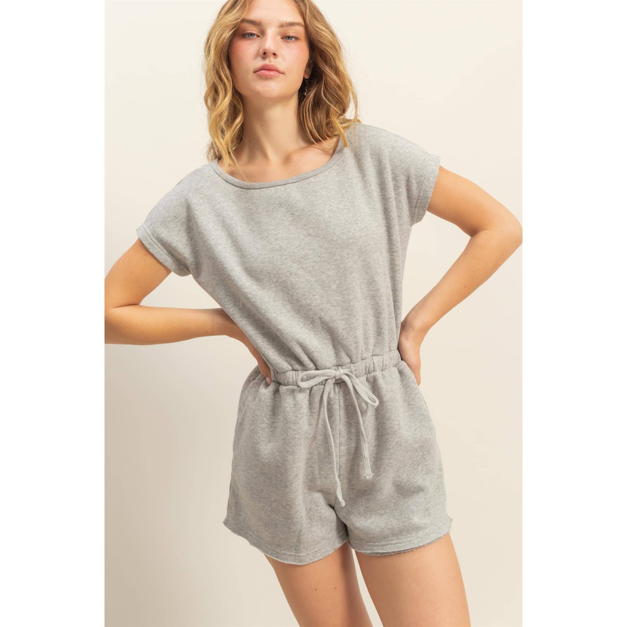 Cap Sleeve Drawstring Waist Romper