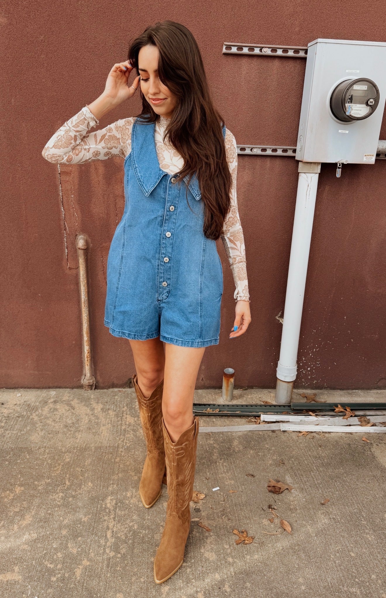 Collar Denim Romper