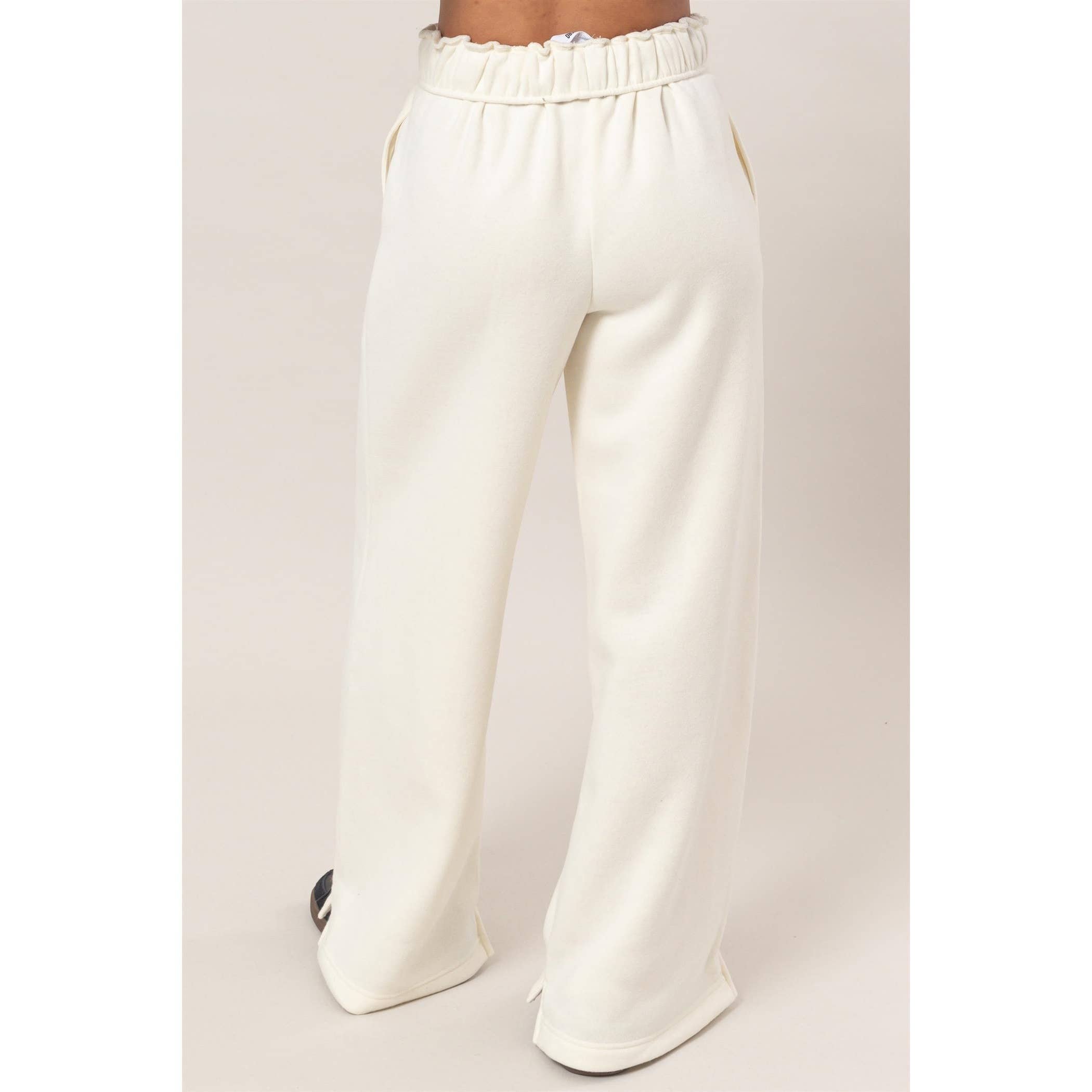 Fold Over Waist Wide Leg Sweatpant