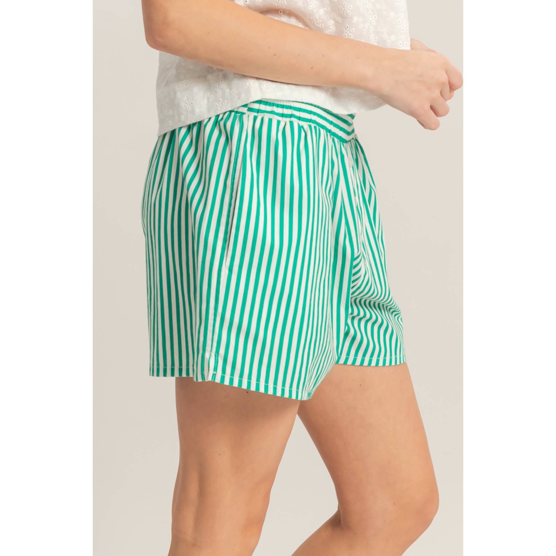 Striped Elastic Waist Boxer Shorts