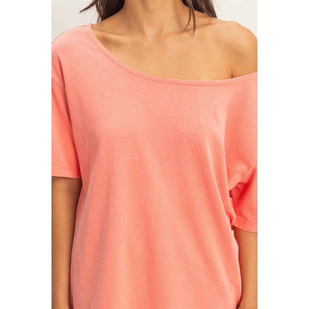 Boat Neck Short Sleeve Basic Tee