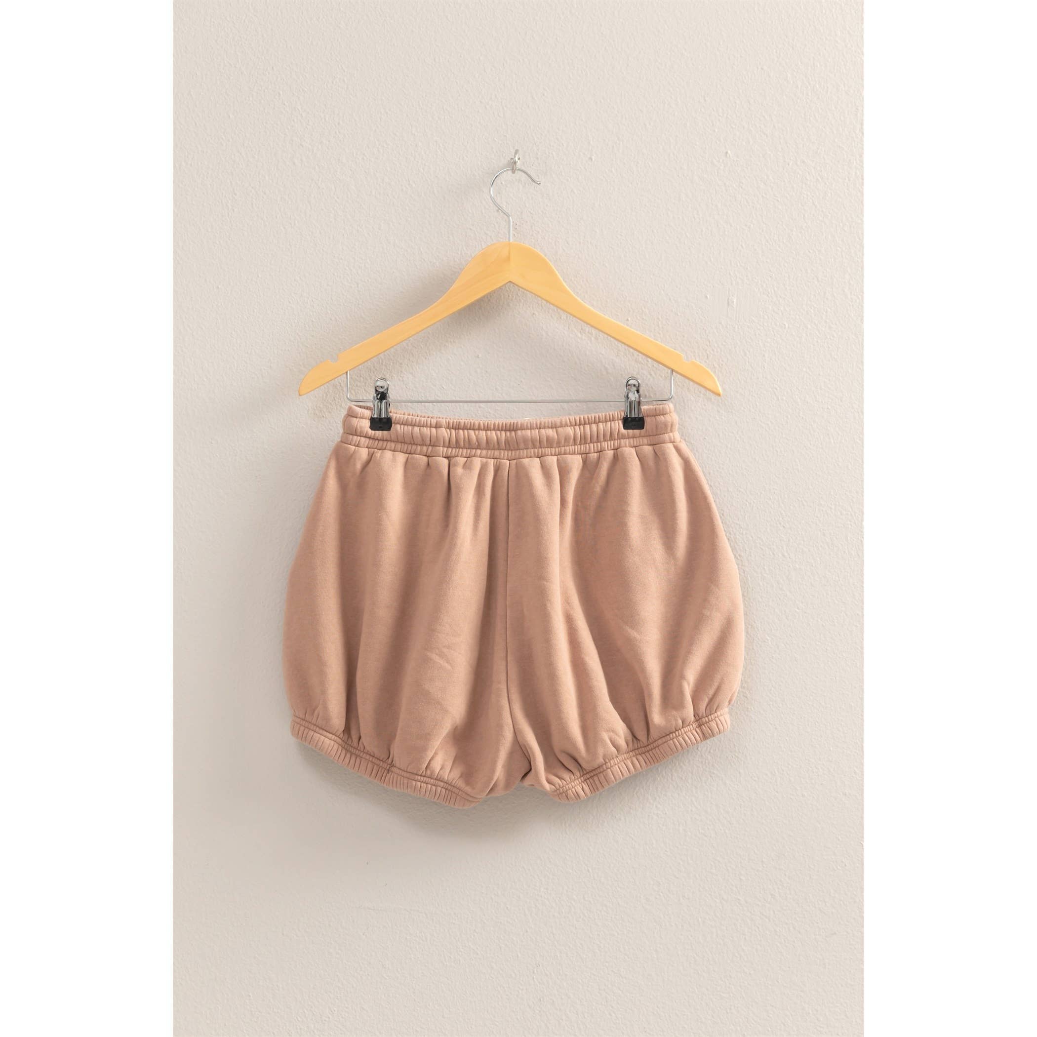 Drawstring Waist Bubbled Hem Shorts
