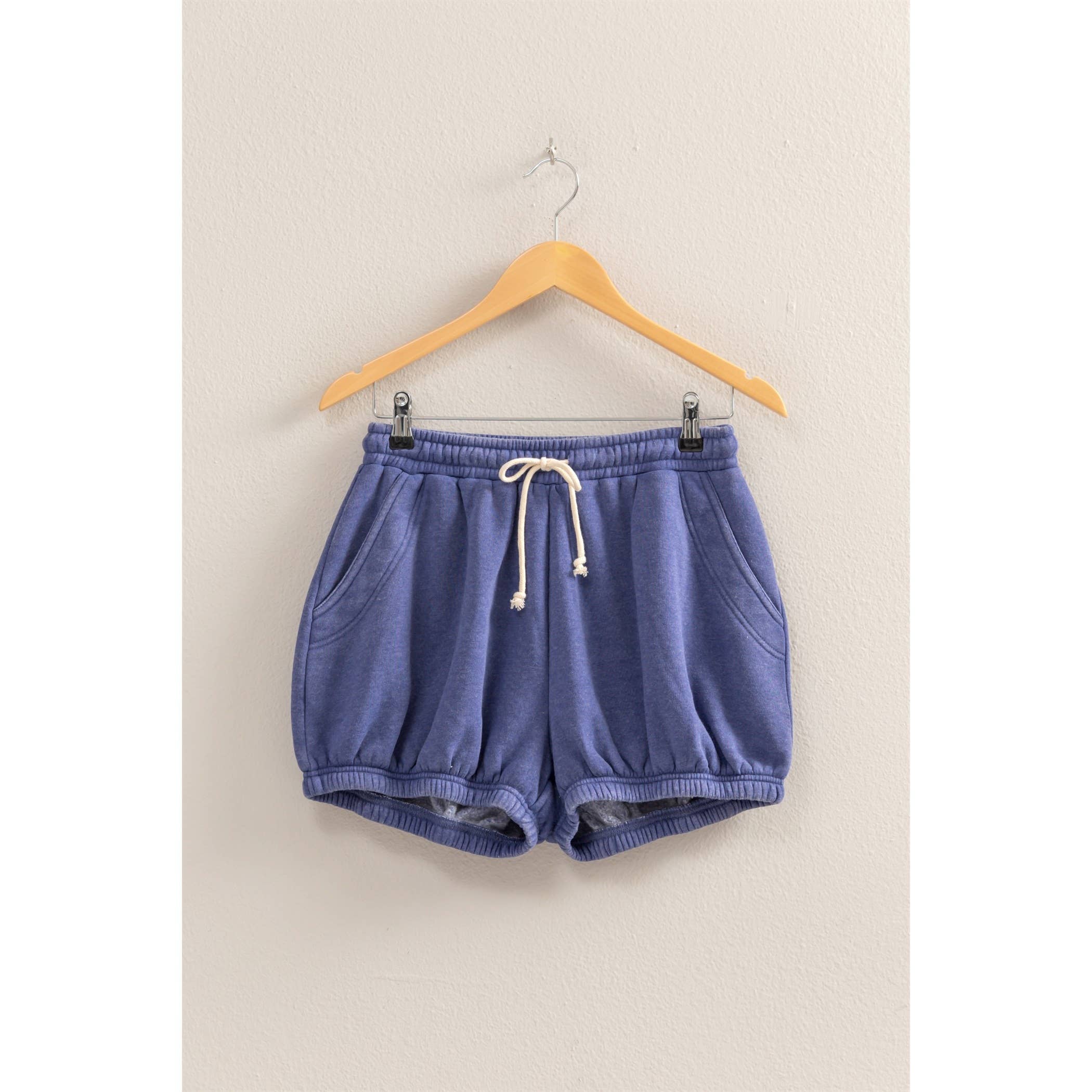 Drawstring Waist Bubbled Hem Shorts