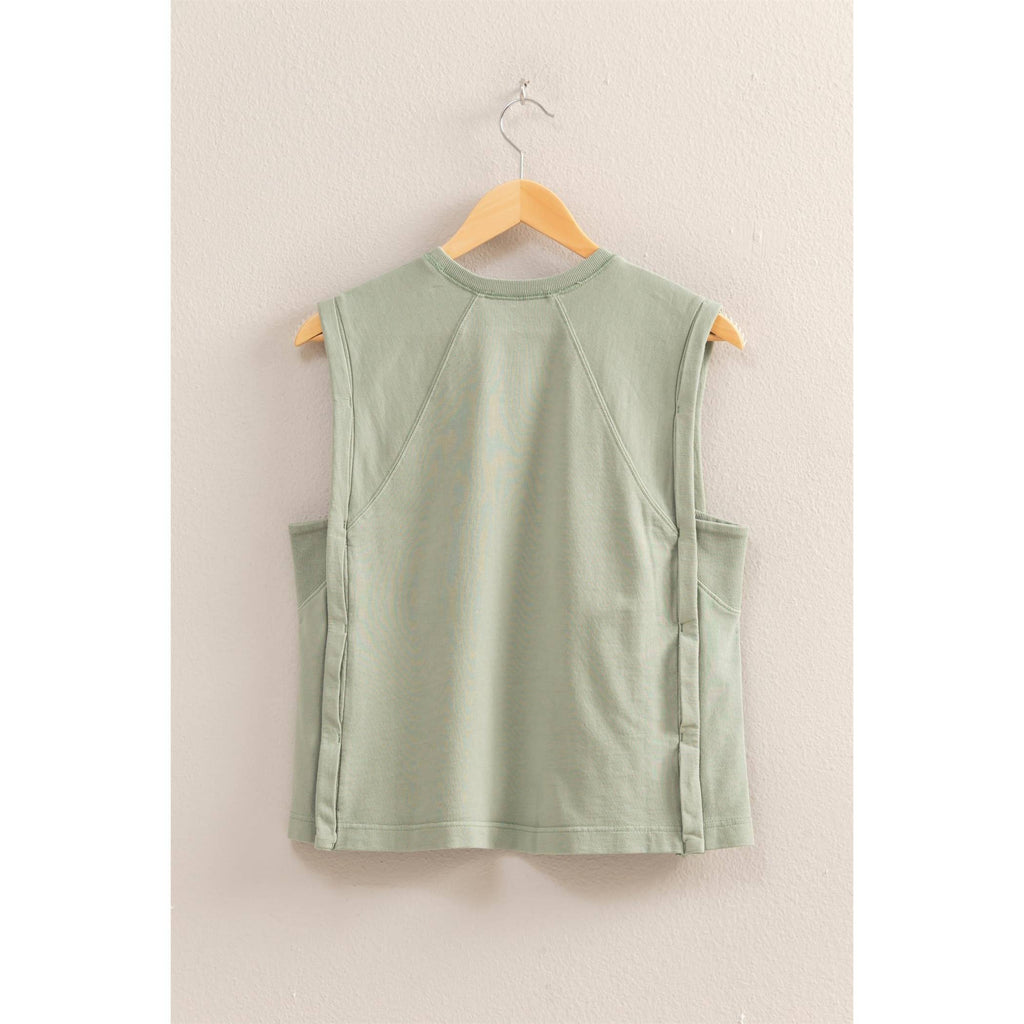 Round Neck Sleeveless Boxy Top