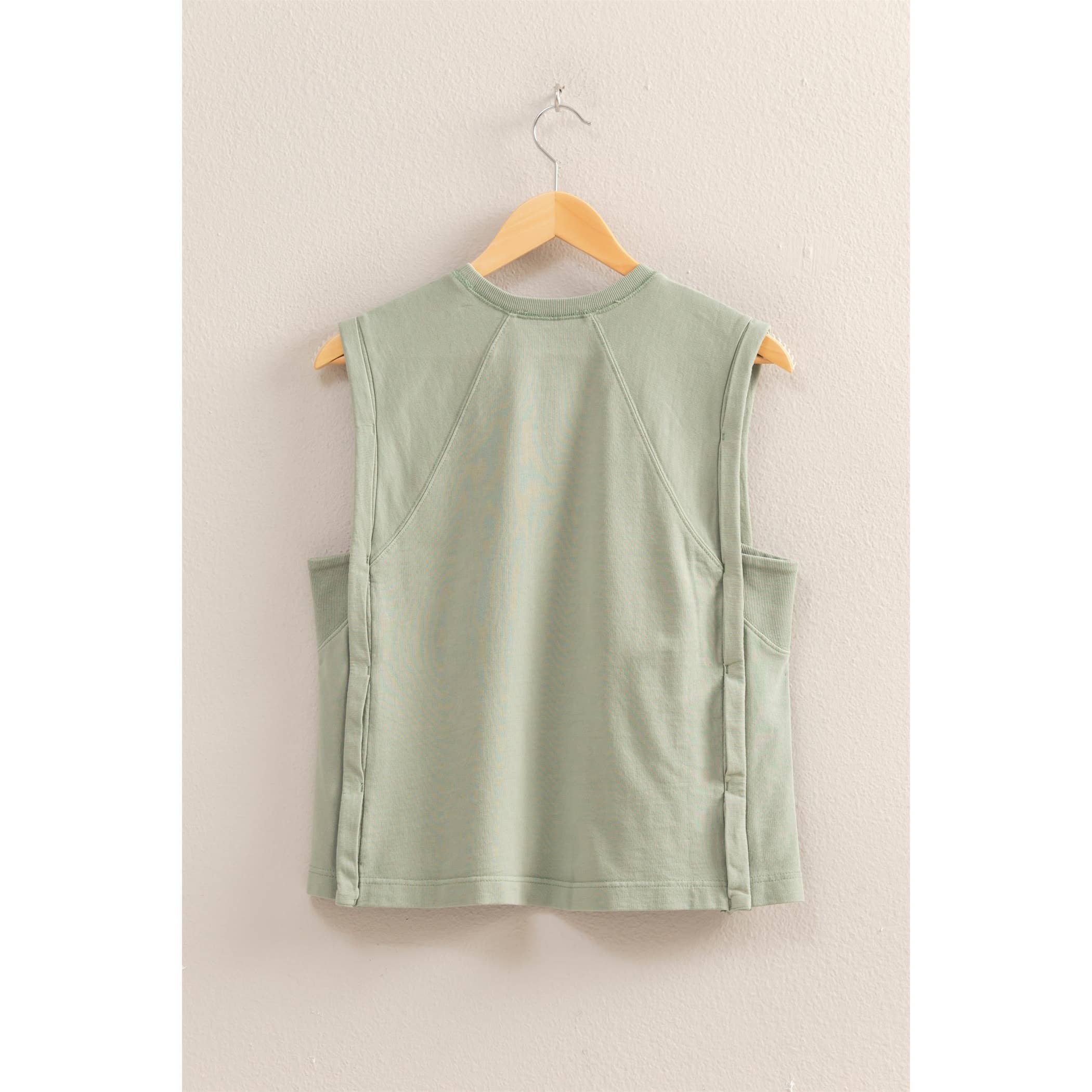 Round Neck Sleeveless Boxy Top