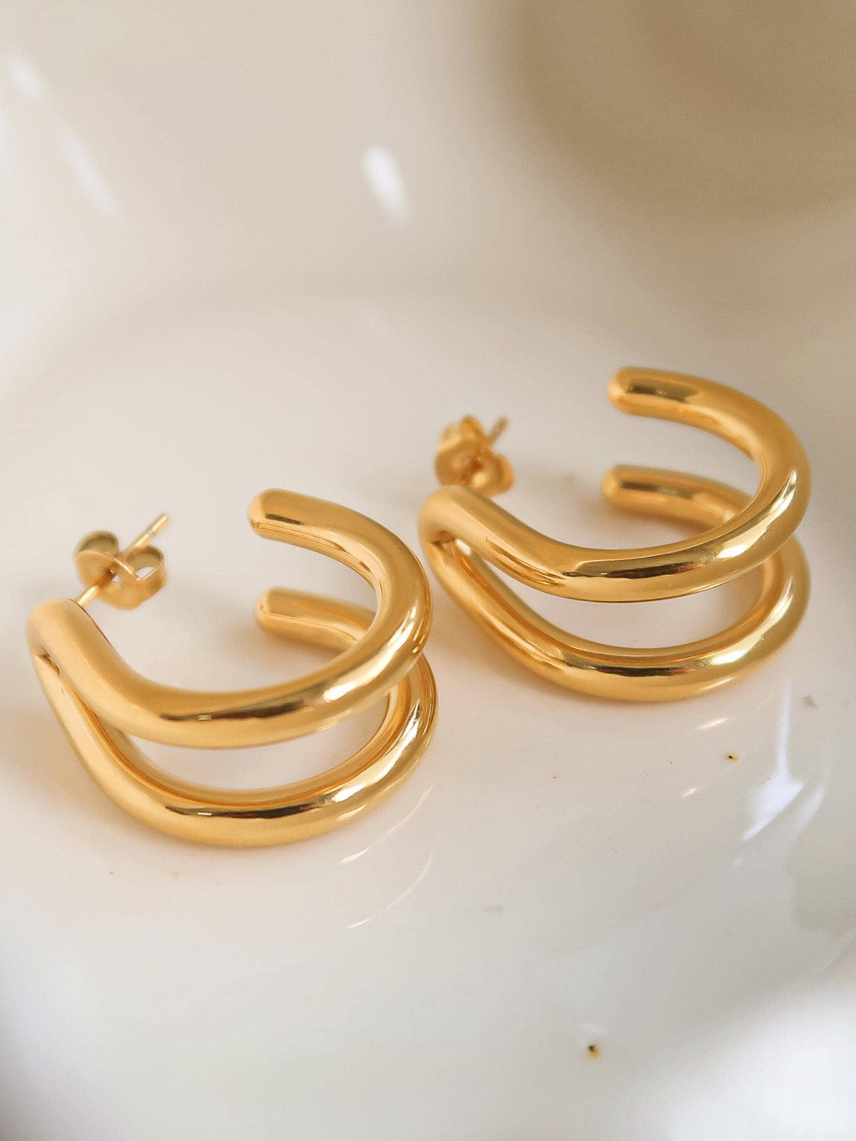 18K Gold Non-Tarnish C Hoop Earring