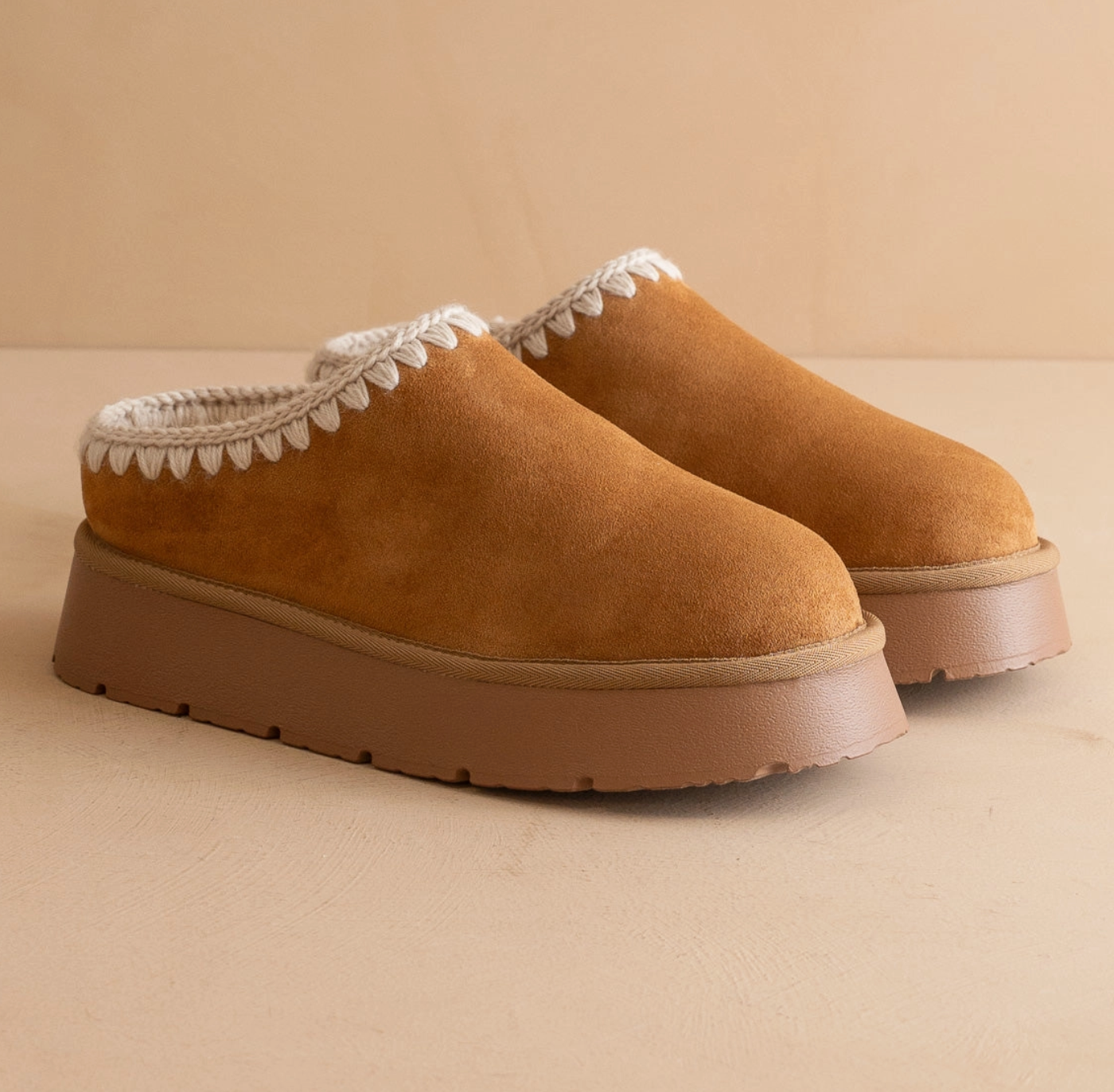 The Brandi || Camel Platform Mule Slipper