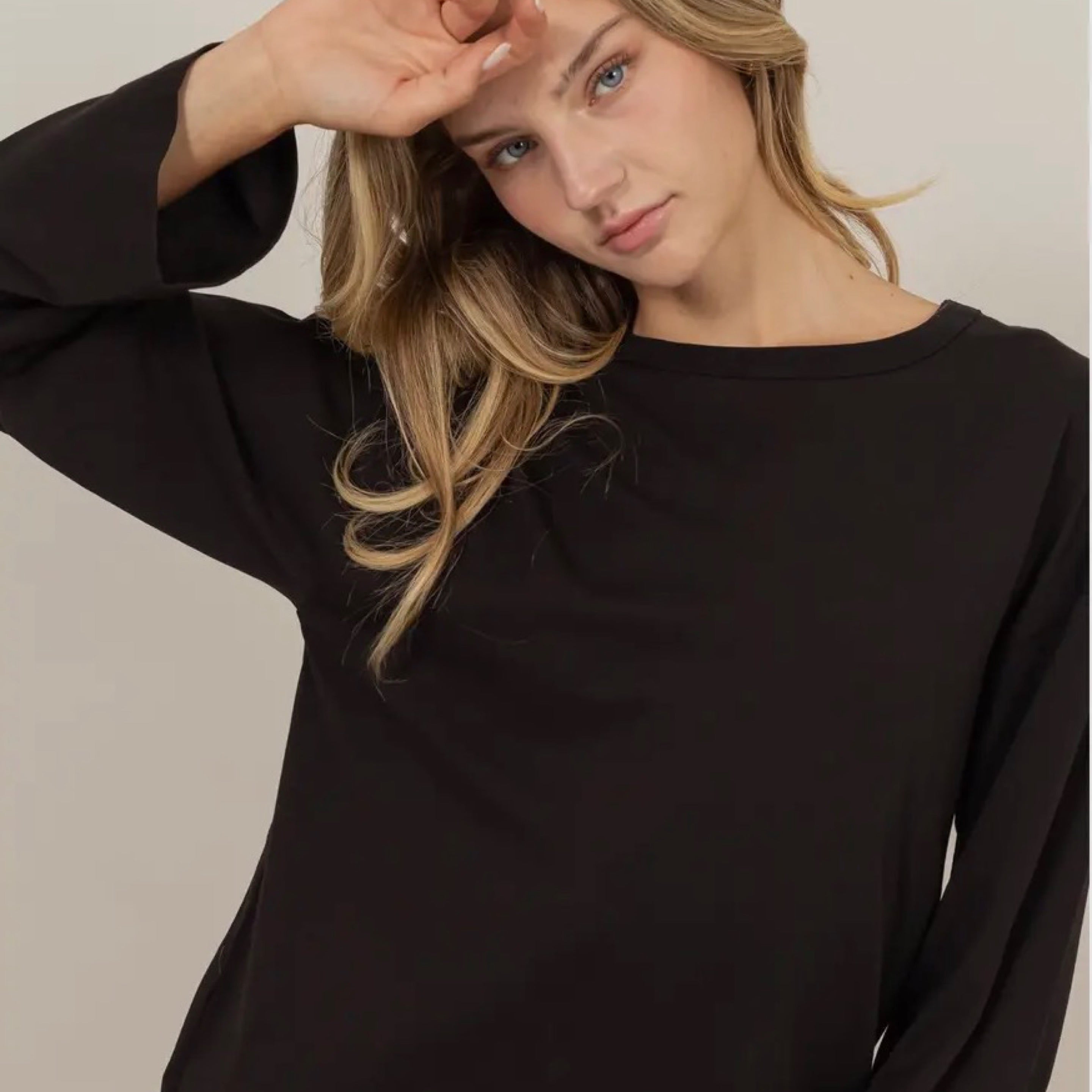 Black Basic Crew Long Sleeve
