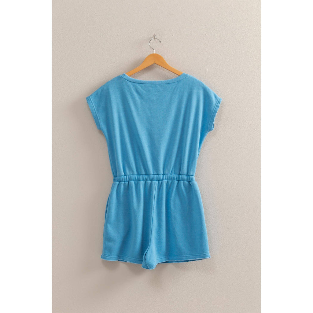 Cap Sleeve Drawstring Waist Romper