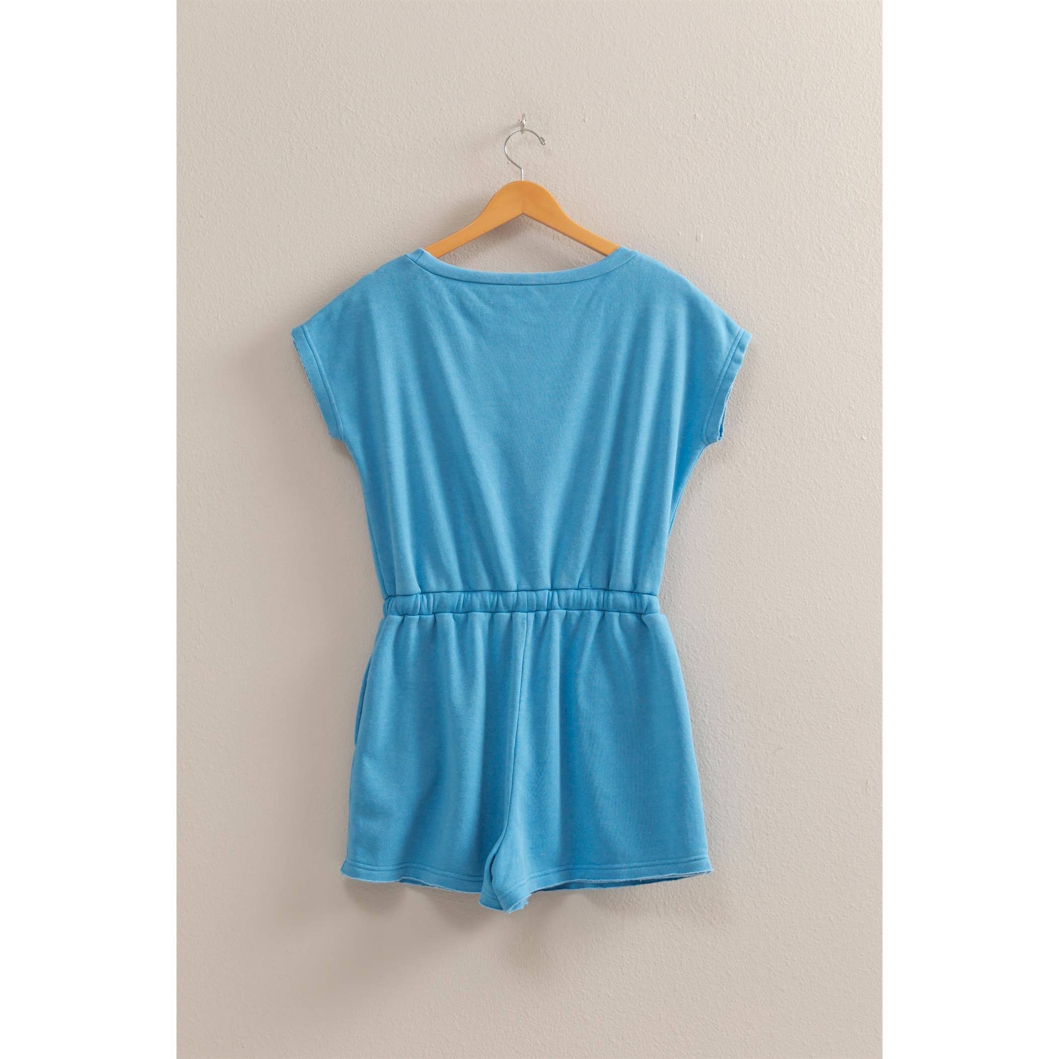 Cap Sleeve Drawstring Waist Romper