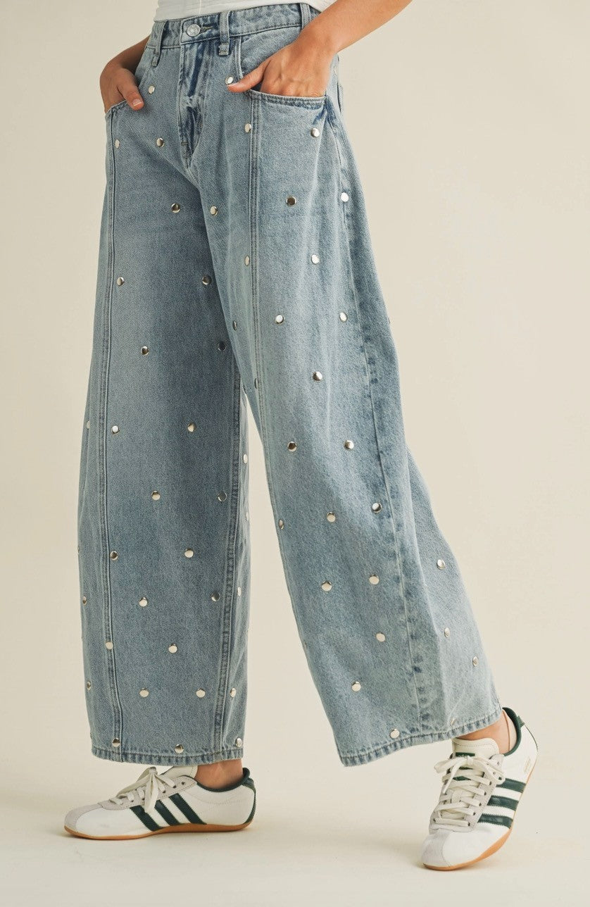 Studded Barrel Pants