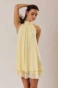 Halter Neck Ruffle Hem Mini Dress