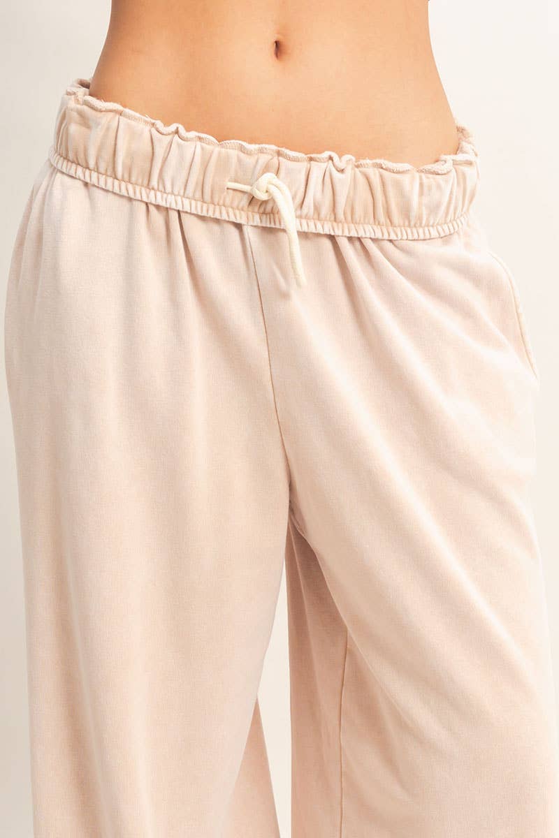 Fold Over Waist Wide Leg Sweatpant