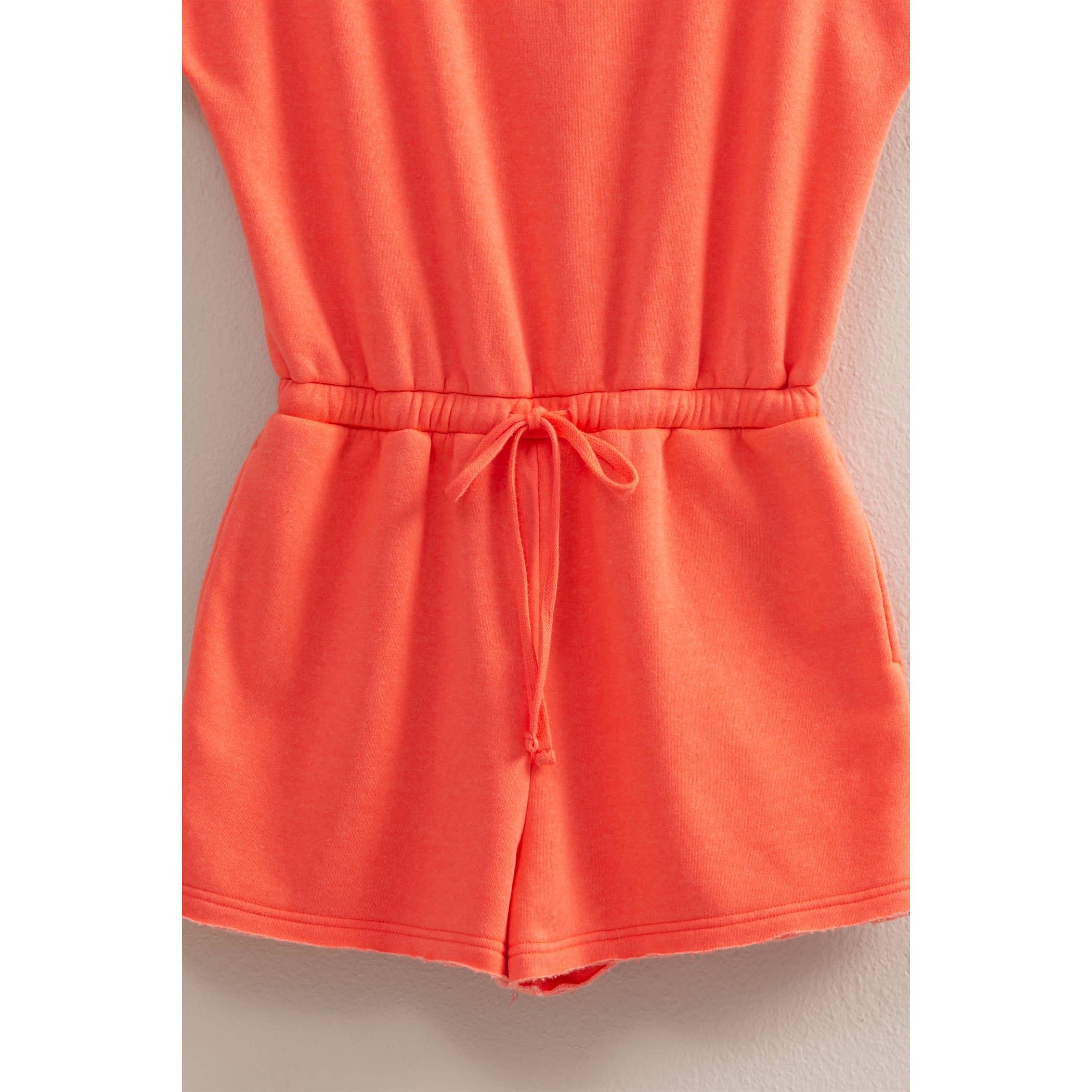Cap Sleeve Drawstring Waist Romper
