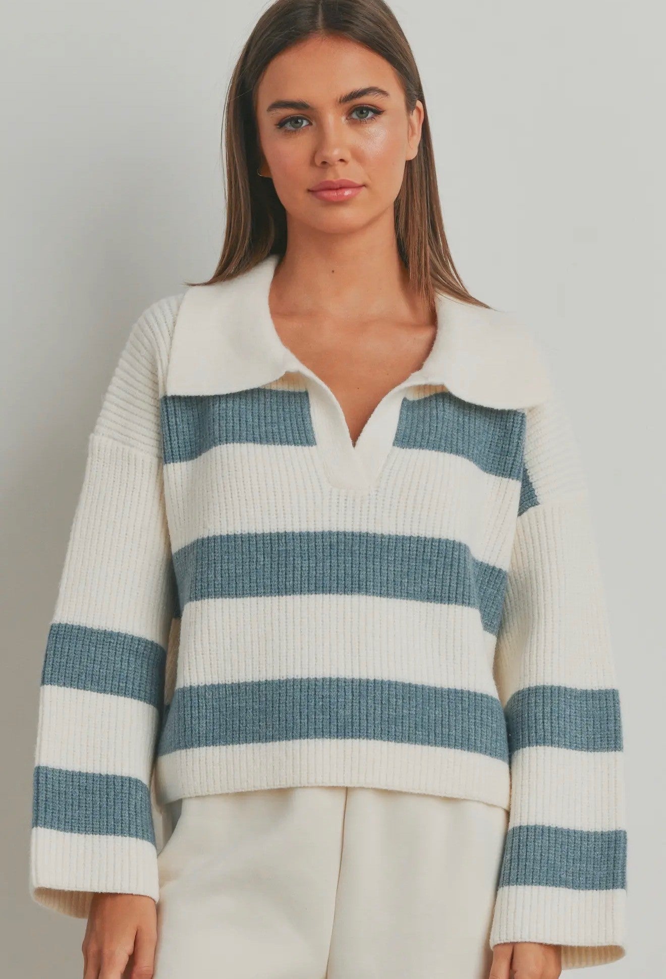 Collar Stripe Sweater