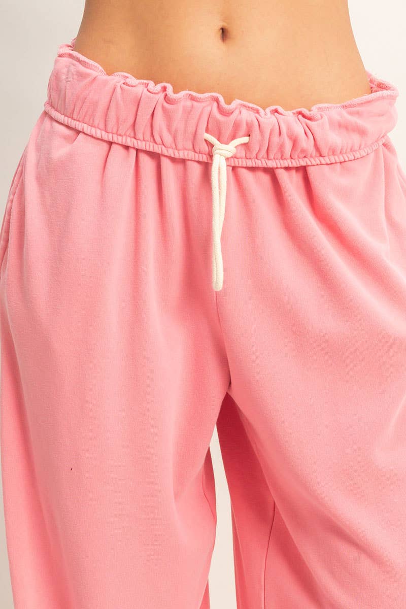 Fold Over Waist Wide Leg Sweatpant