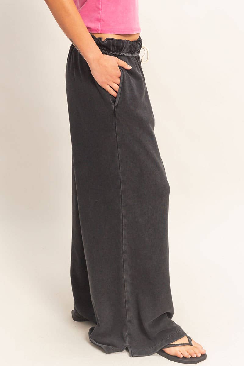 Fold Over Waist Wide Leg Sweatpant
