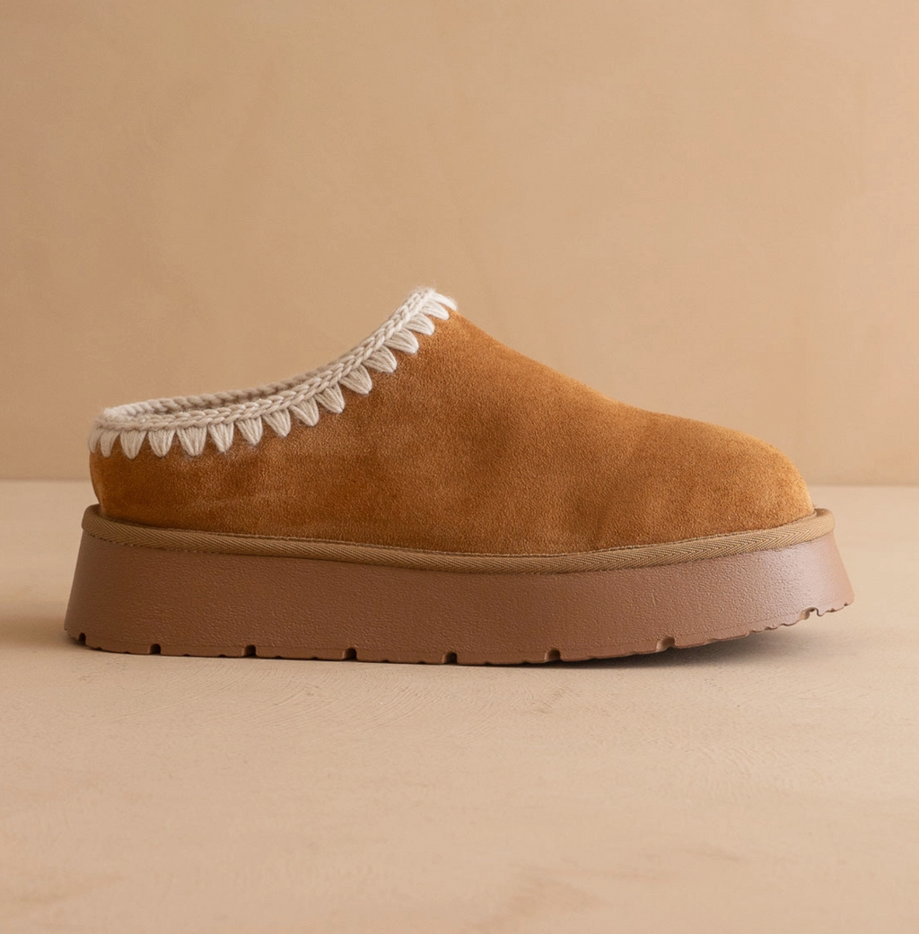 The Brandi || Camel Platform Mule Slipper