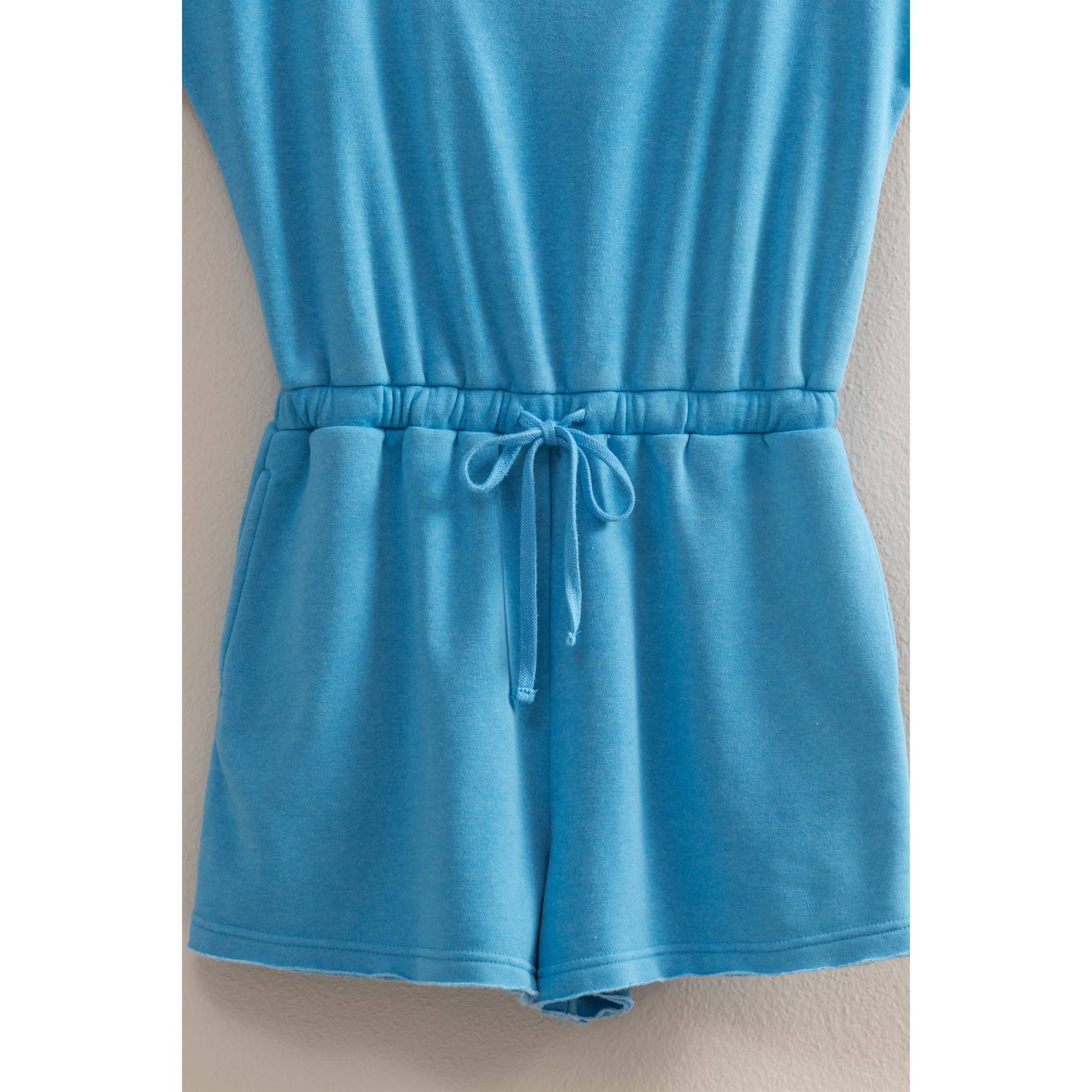 Cap Sleeve Drawstring Waist Romper