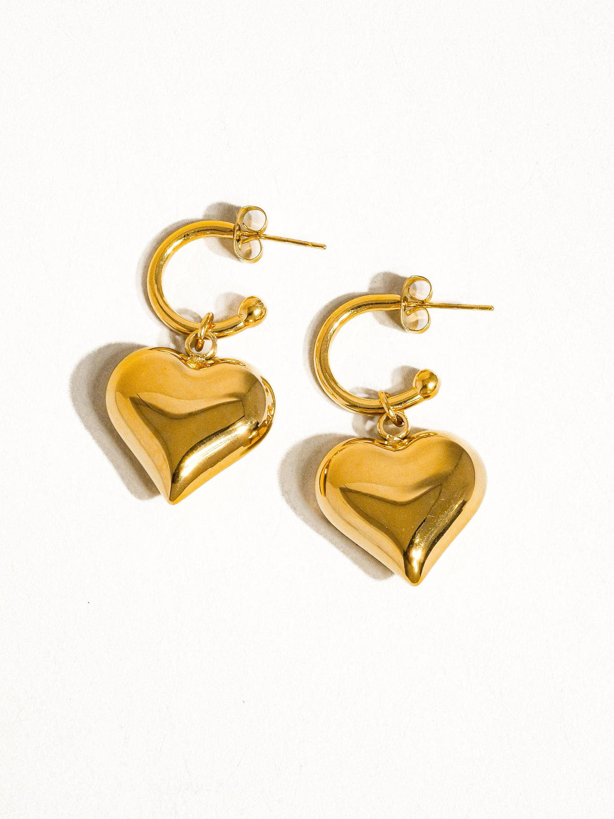 18K Non-Tarnish Dangle Heart Earring