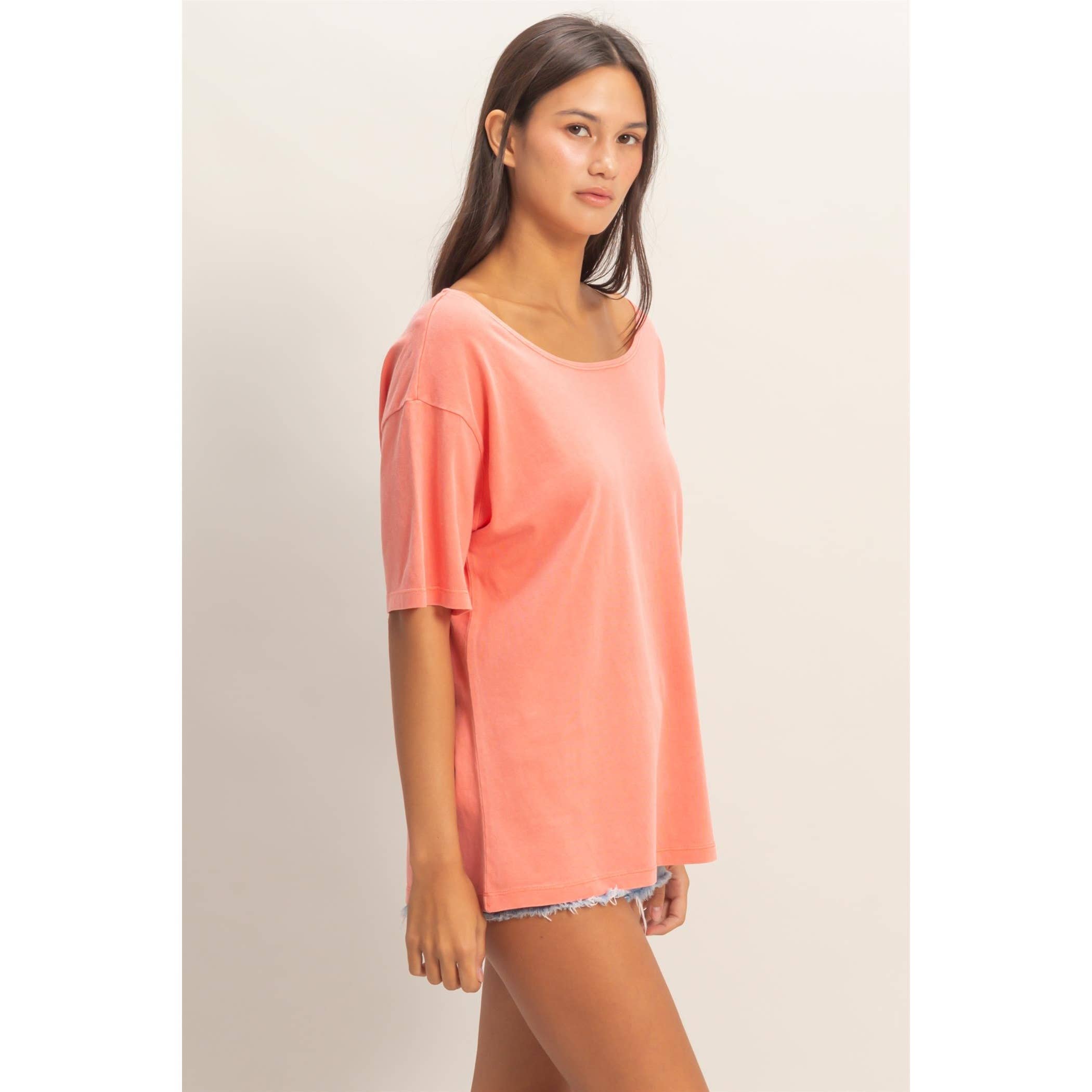 Boat Neck Short Sleeve Basic Tee