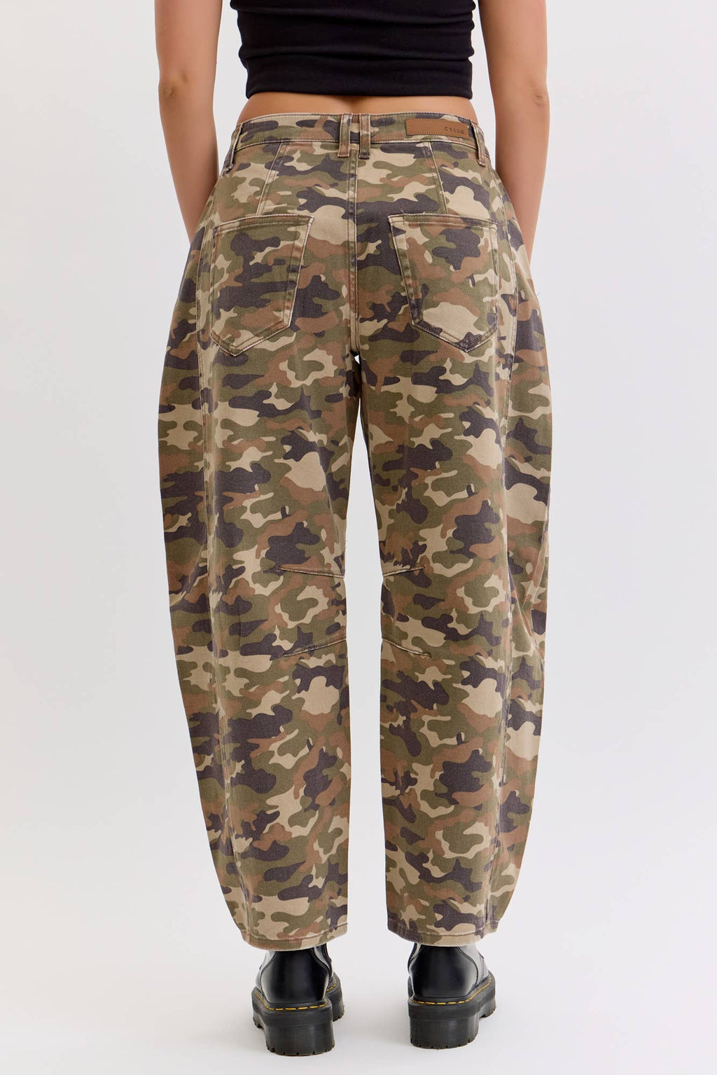 Camo Mid Waisted Barrel Jean