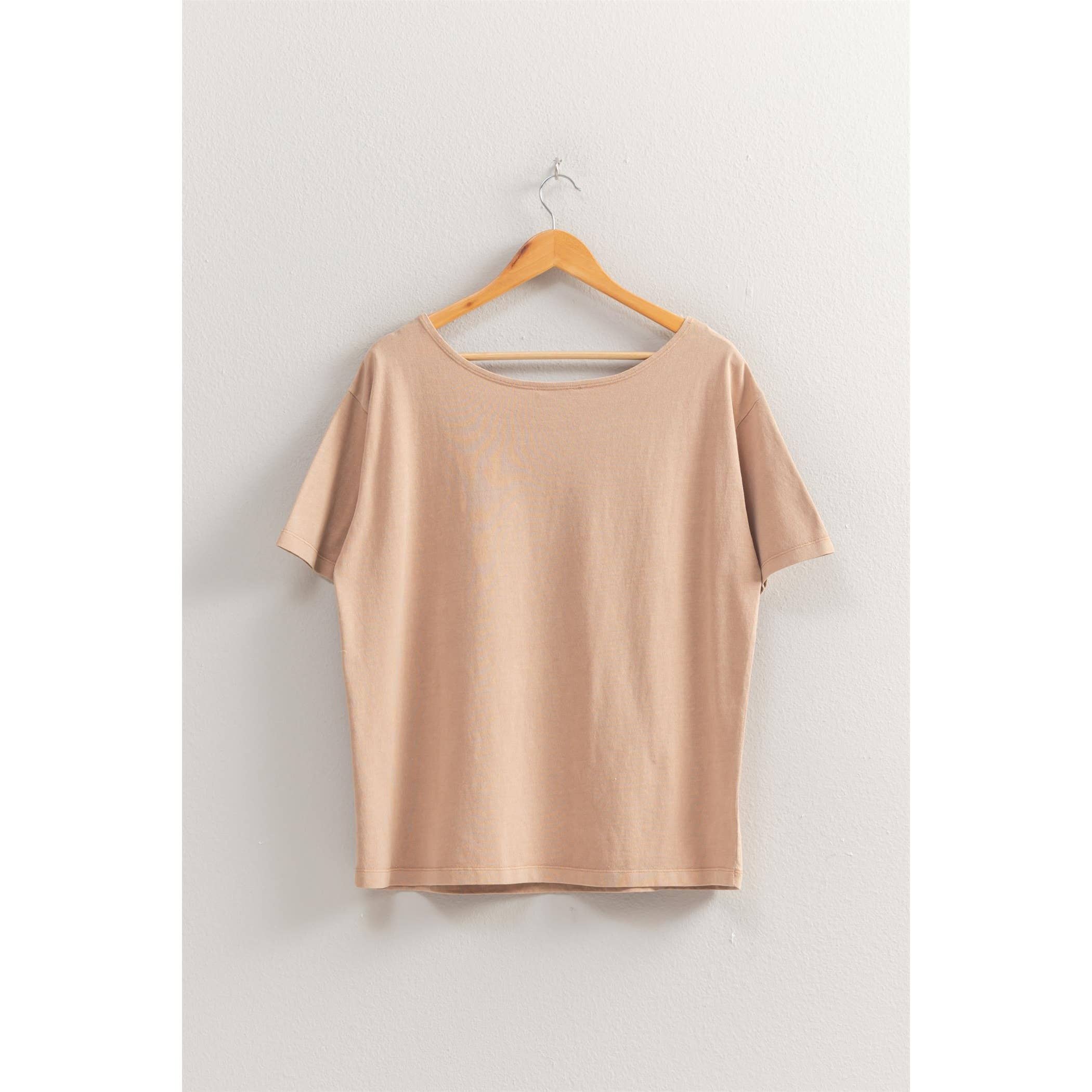Boat Neck Short Sleeve Basic Tee