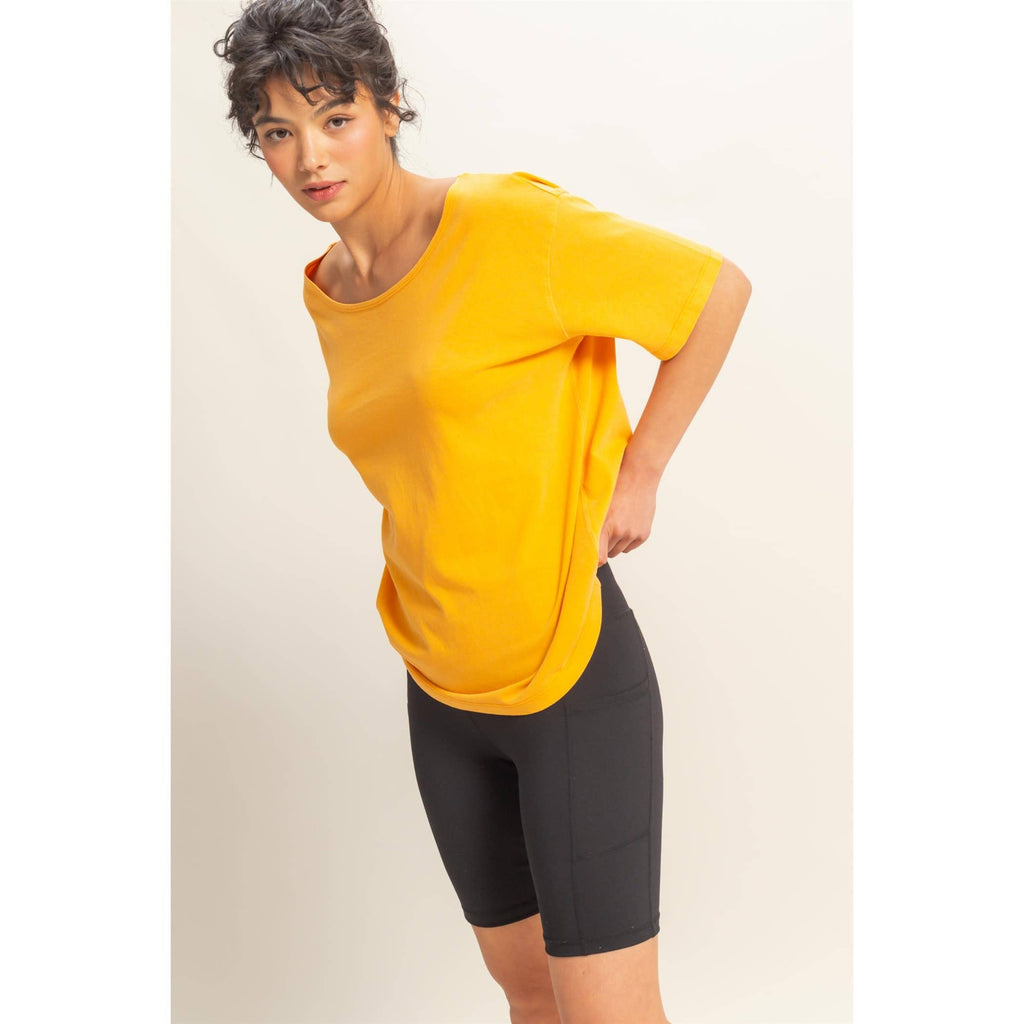 Boat Neck Short Sleeve Basic Tee