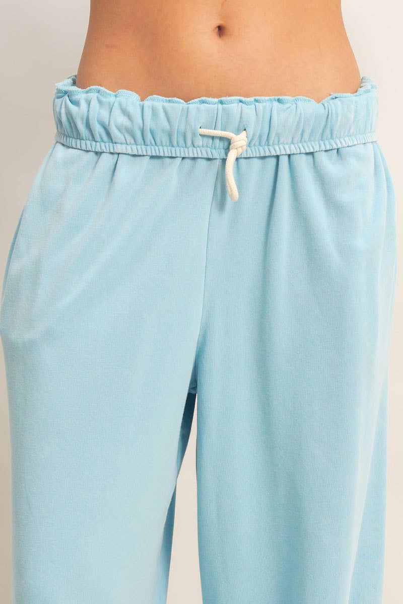 Fold Over Waist Wide Leg Sweatpant