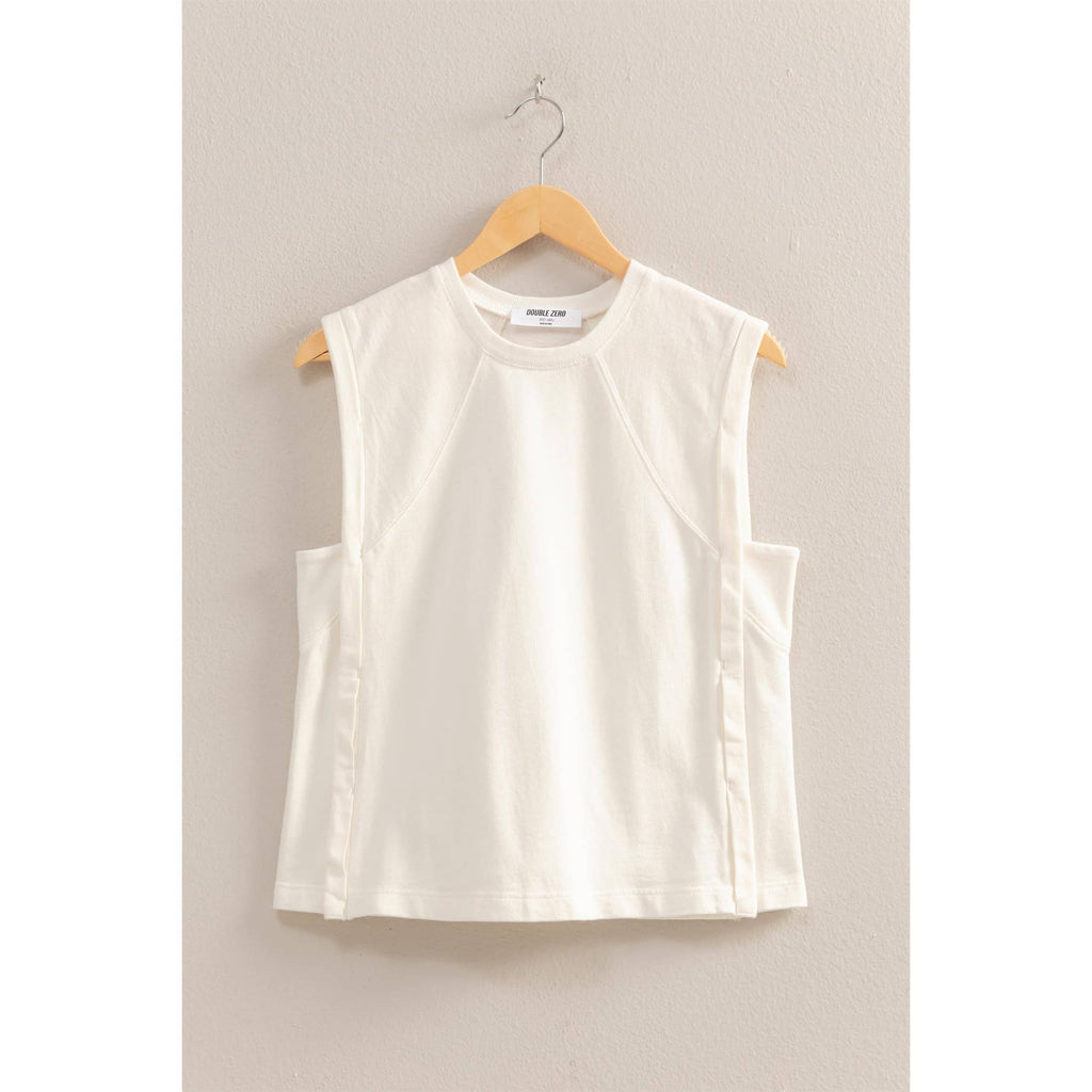 Round Neck Sleeveless Boxy Top