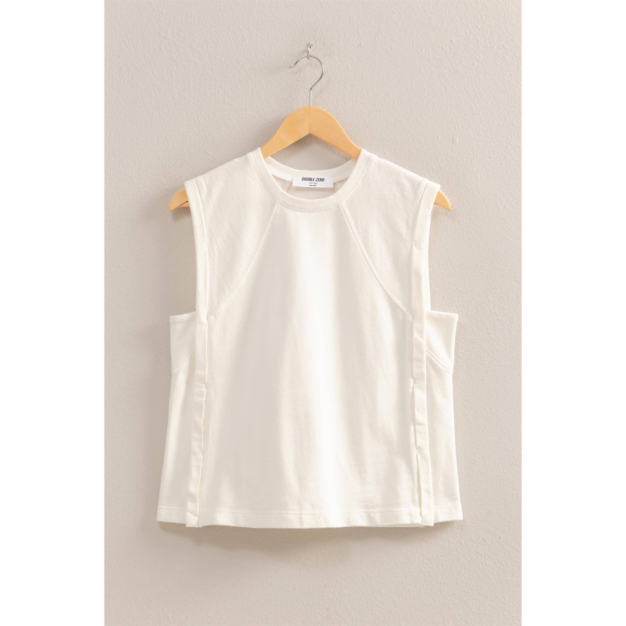 Round Neck Sleeveless Boxy Top