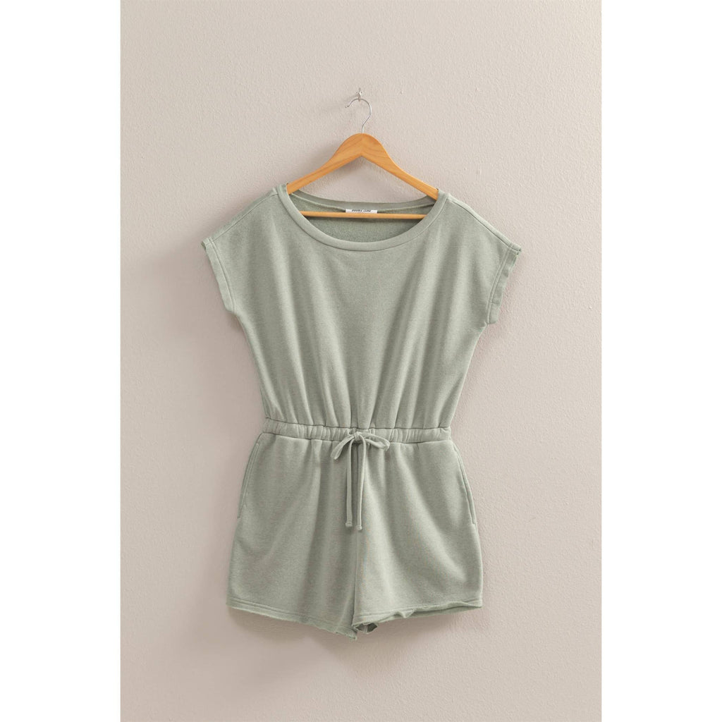 Cap Sleeve Drawstring Waist Romper