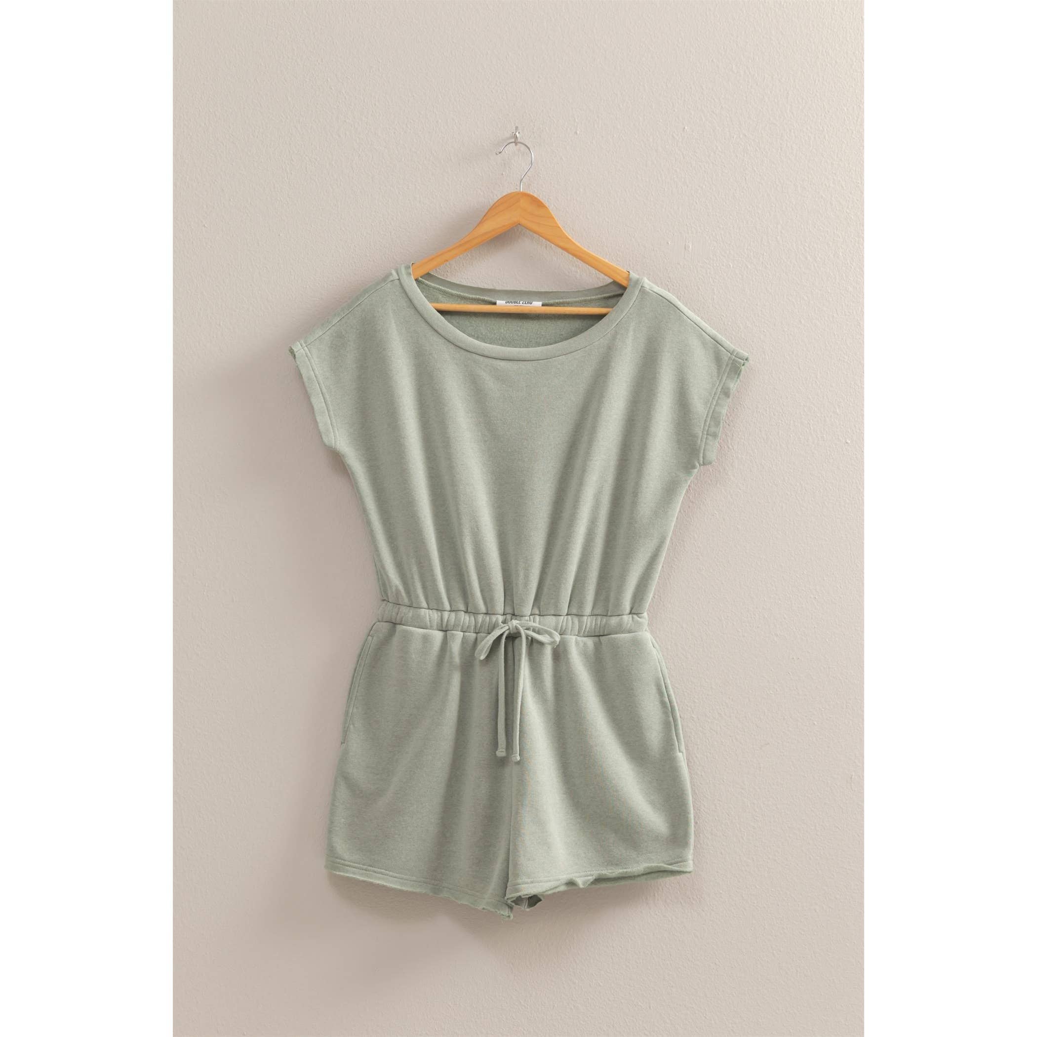 Cap Sleeve Drawstring Waist Romper