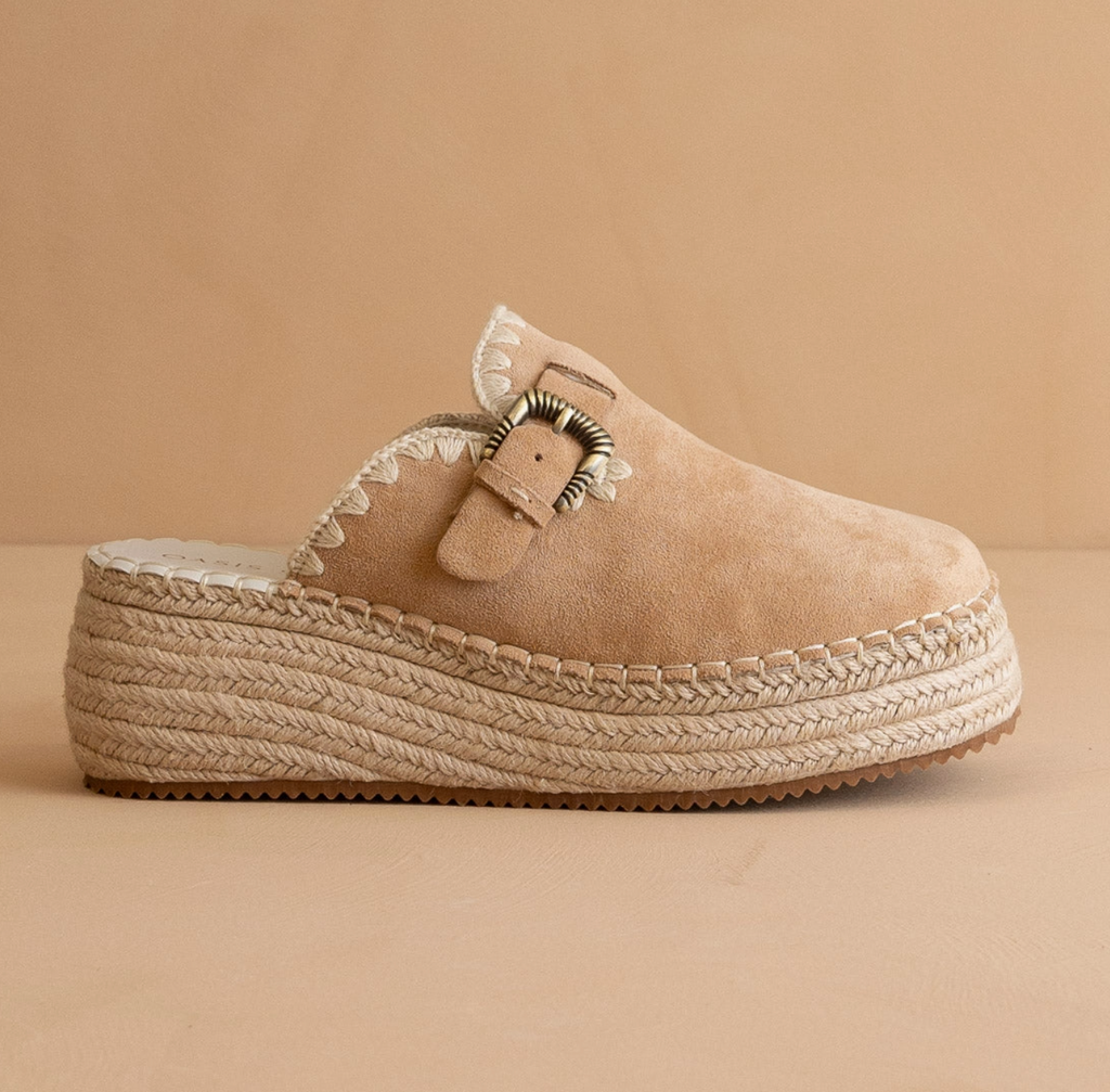 The Kristi || Almond Suede Buckle Clog