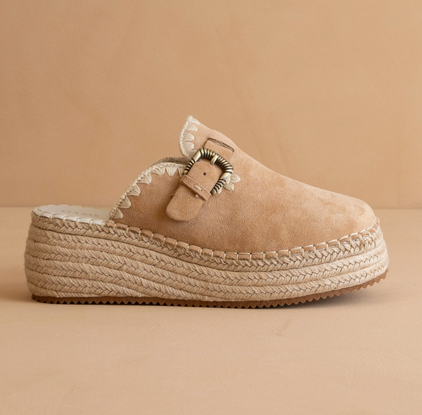 The Kristi || Almond Suede Buckle Clog