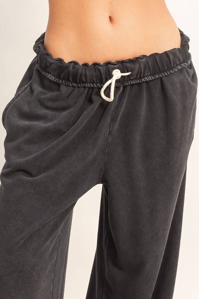 Fold Over Waist Wide Leg Sweatpant