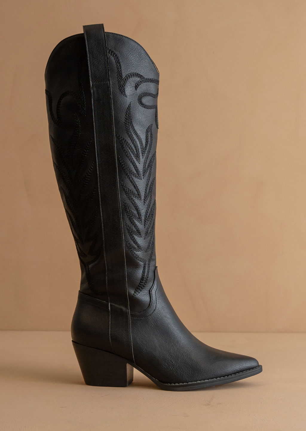 The Bronco || Black Embroidered Western Boot