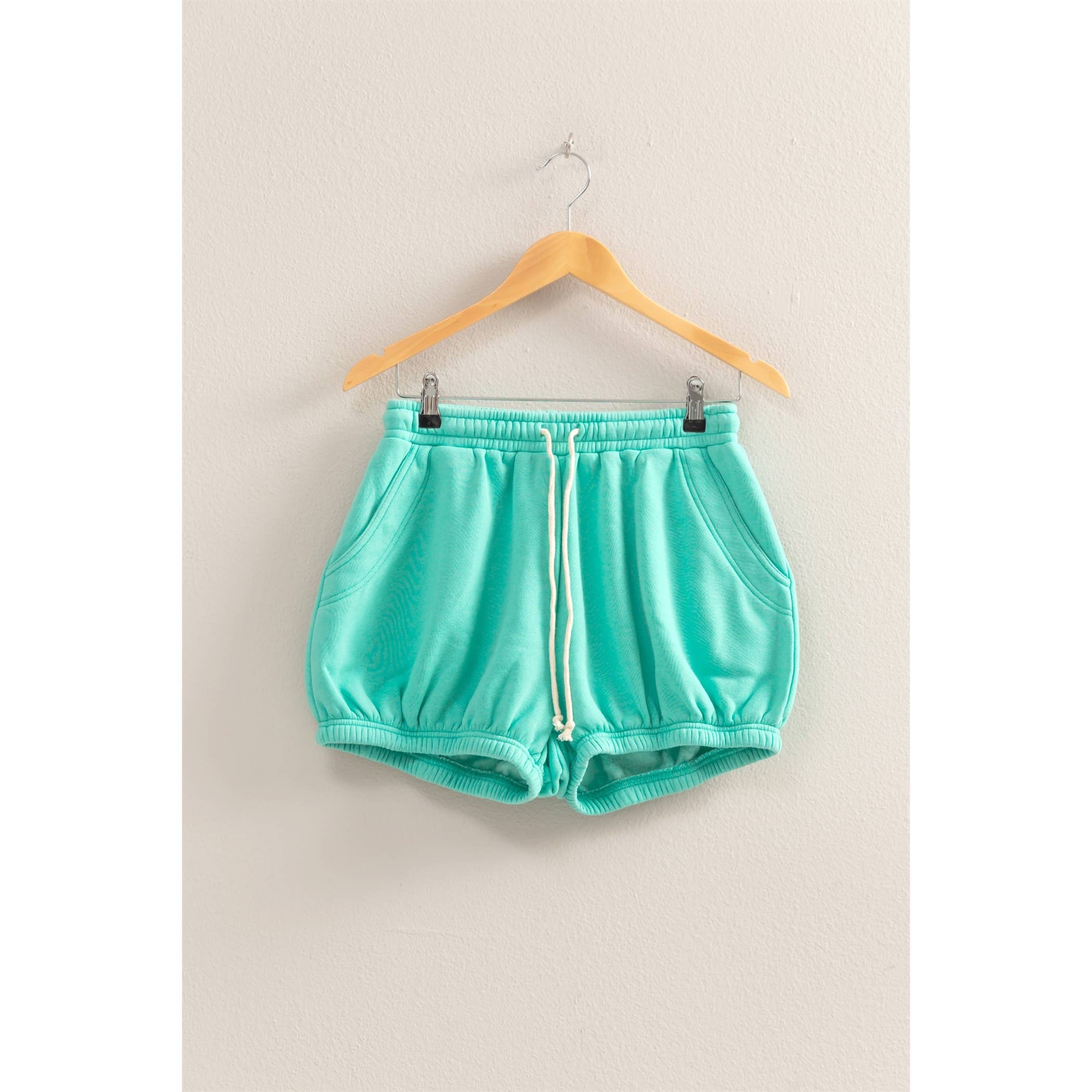 Drawstring Waist Bubbled Hem Shorts
