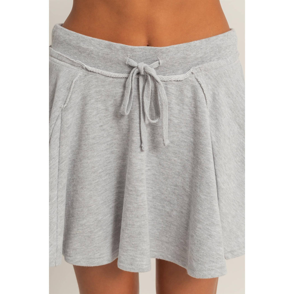 Acid Washed Mid Waist Flowy Skort