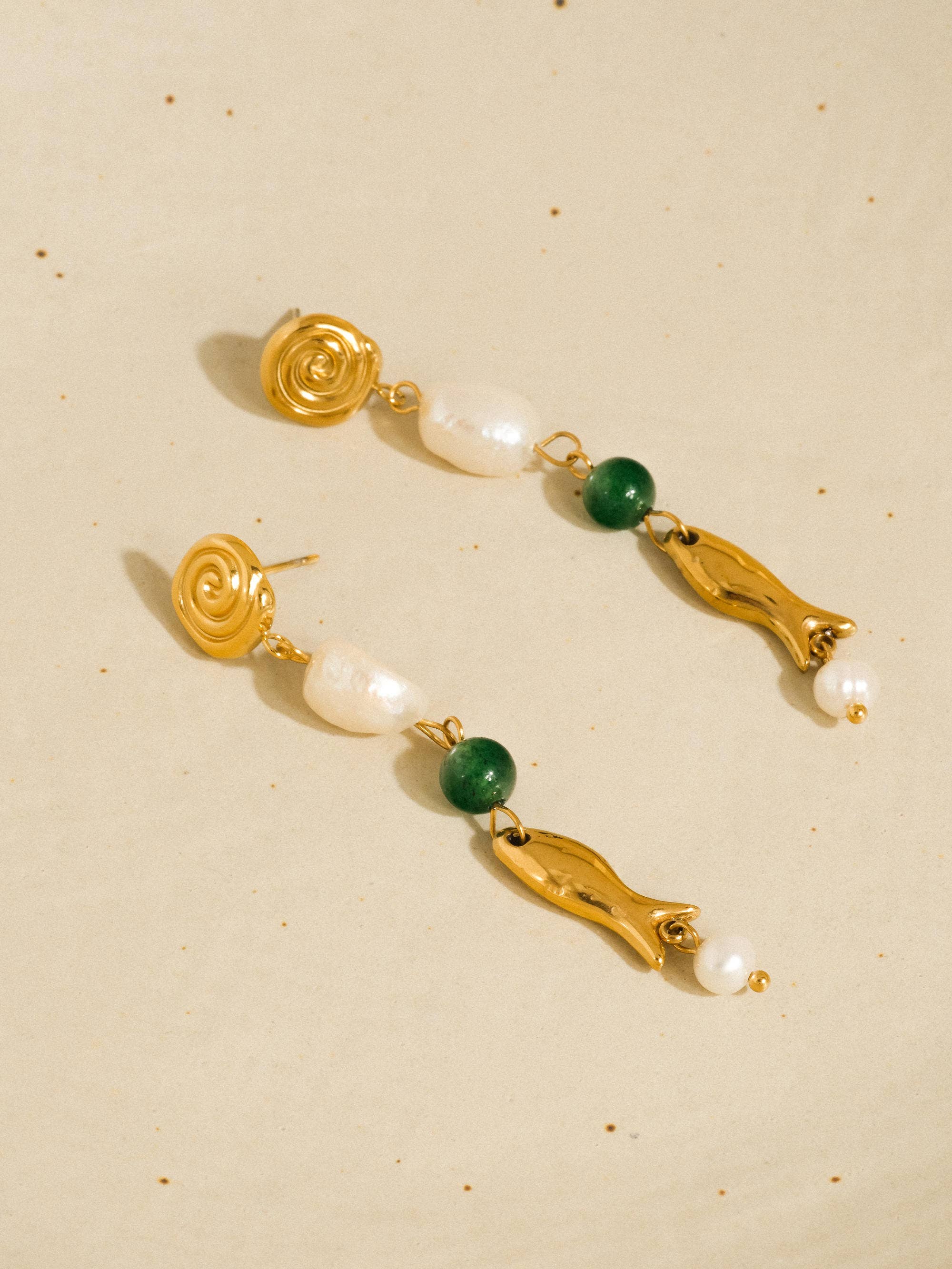 Non-Tarnish Pearl Fish Earrings
