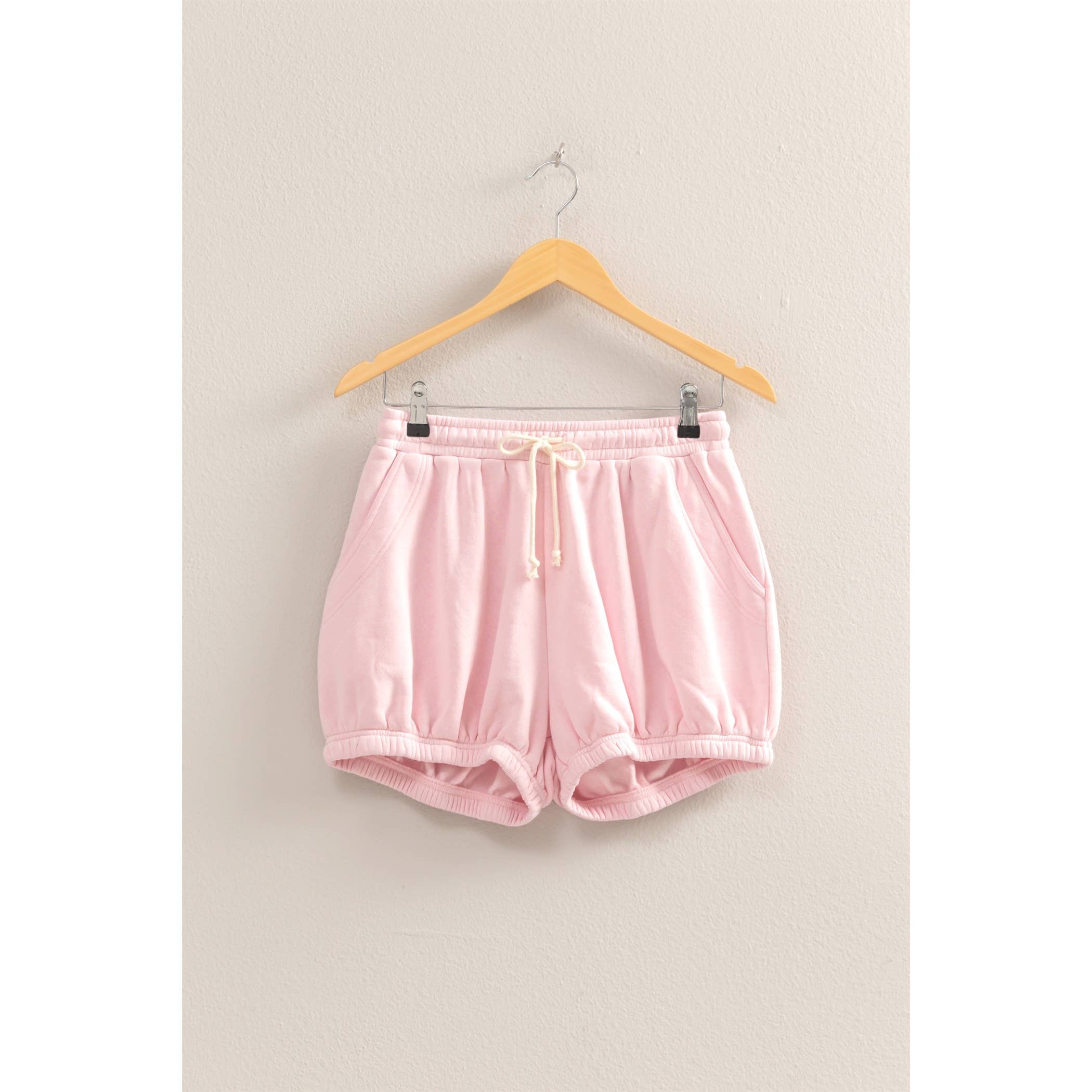 Drawstring Waist Bubbled Hem Shorts