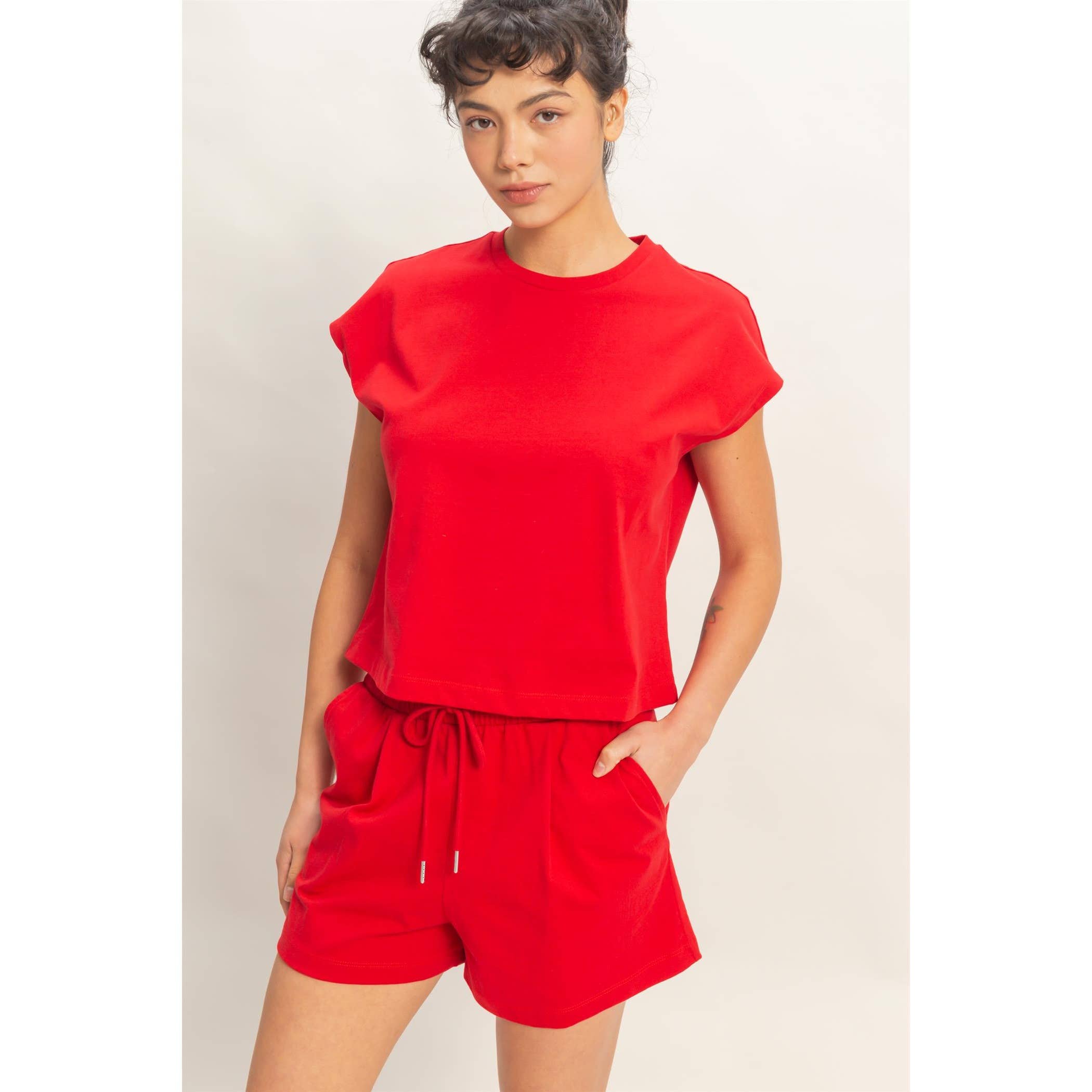 Cap Sleeve Shorts Set