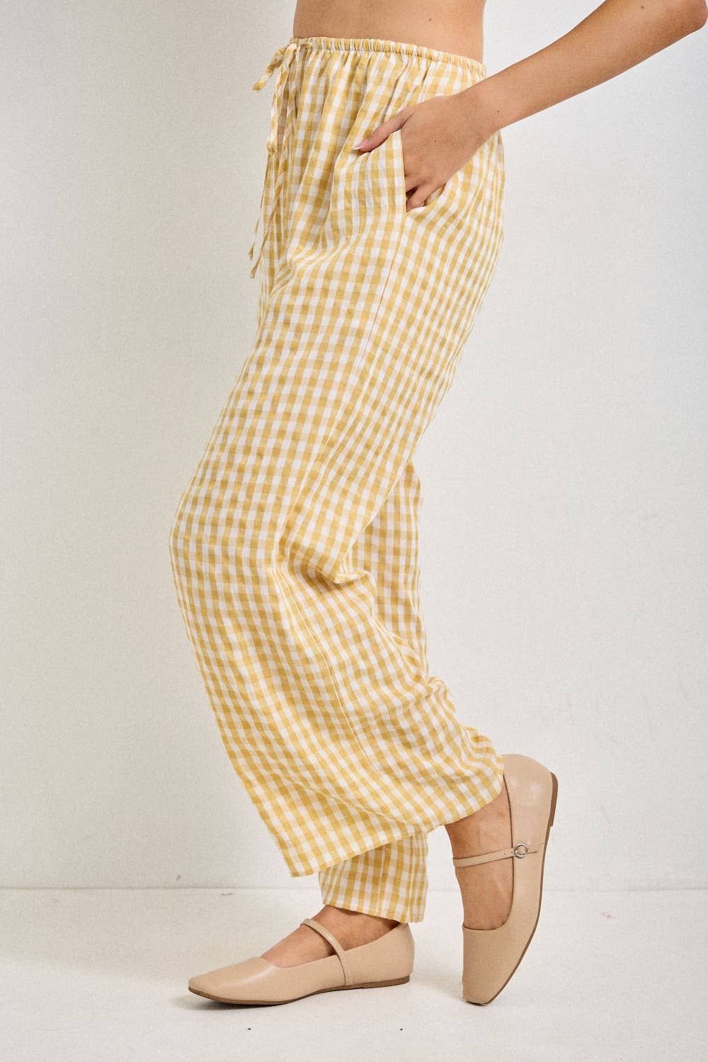 Gingham Drawstring Pant