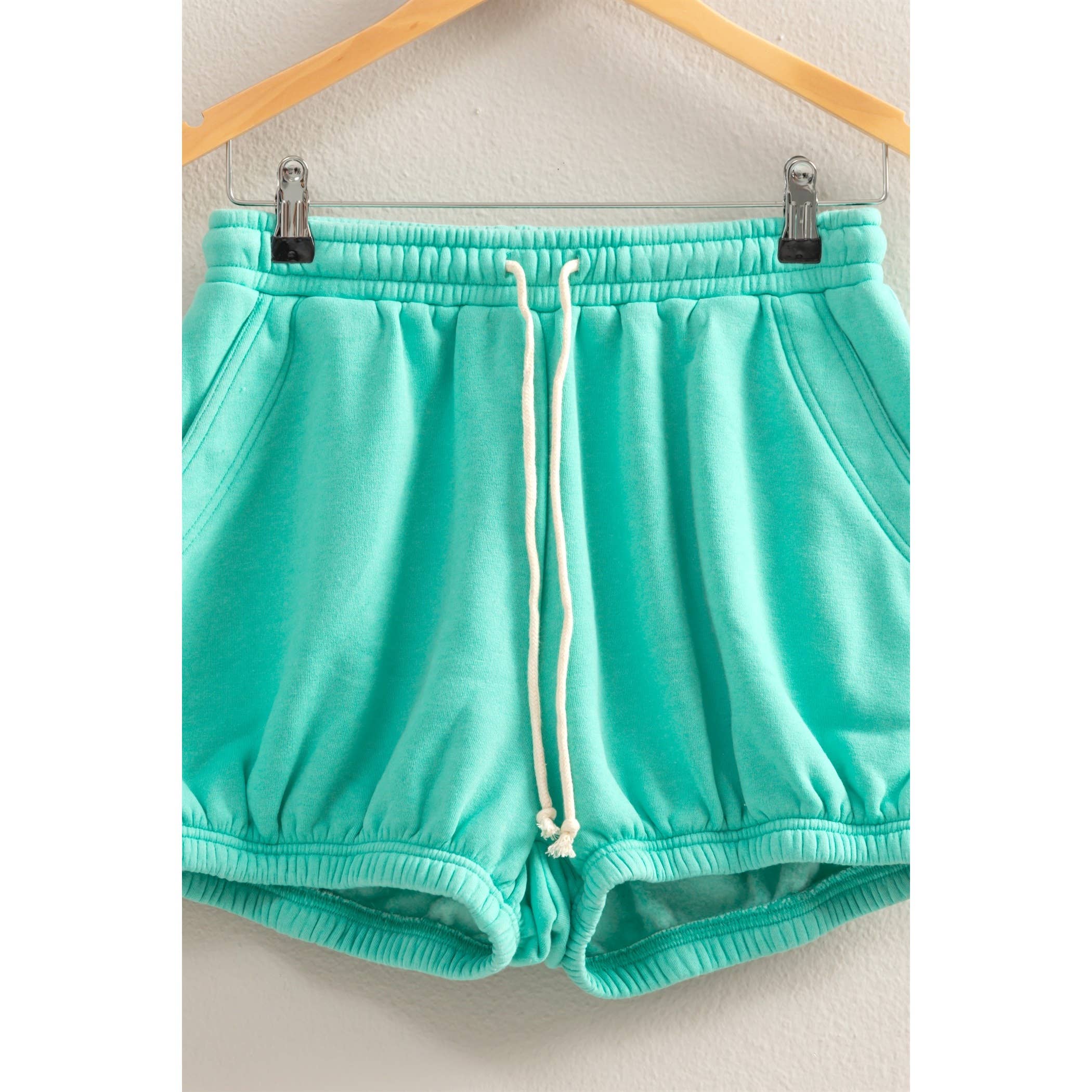 Drawstring Waist Bubbled Hem Shorts